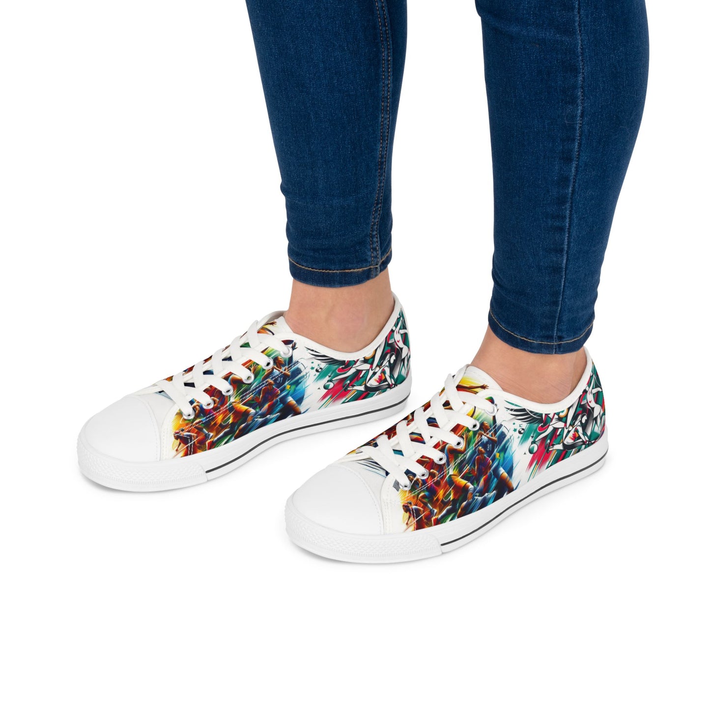 Vibrant Art Print Sneakers | Customizable Women's Low Top Sneakers