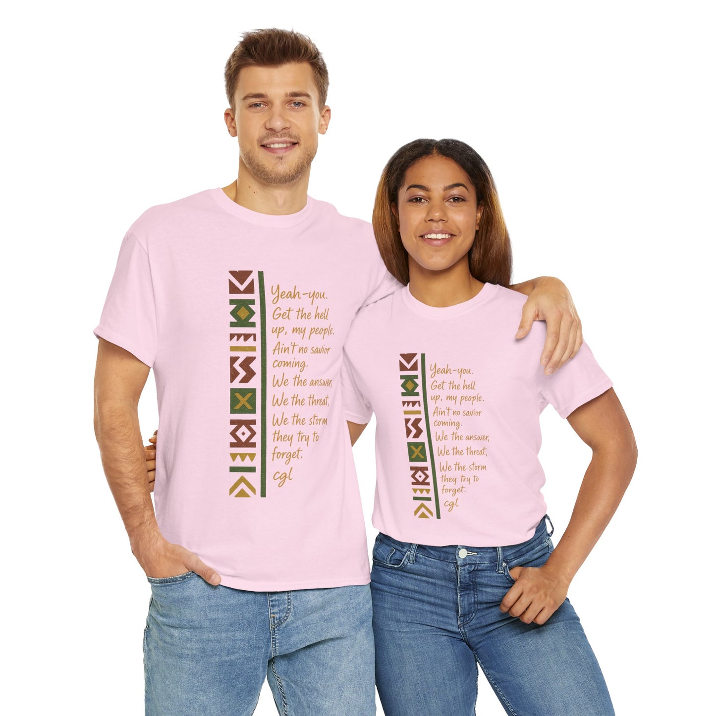 Empowering Unisex Heavy Cotton Tee - Uplifting Design for Cultural Celebration