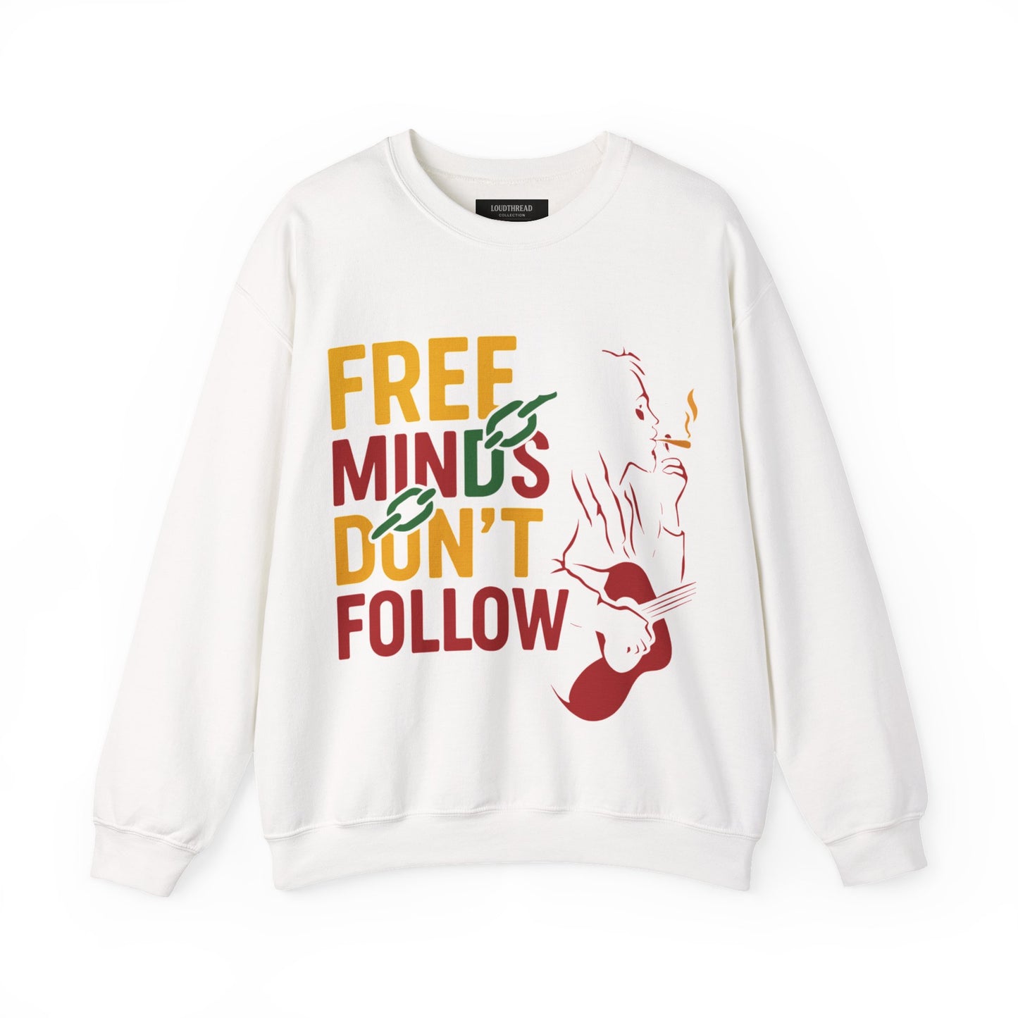 Inspirational Music Quote Sweatshirt, Unisex Fashion, Rasta Guitarist Line Art Unisex Sweatshirt, Motivational Clothing