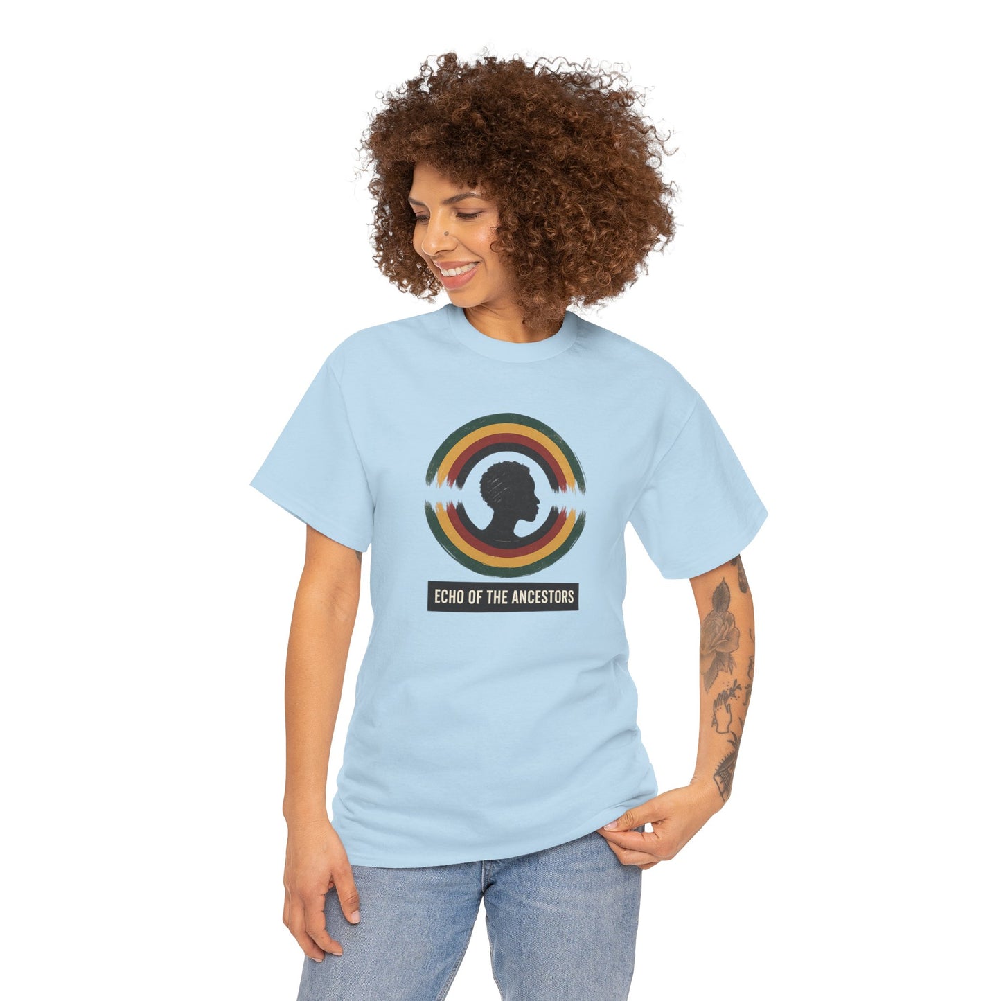 Echo of the Ancestors Unisex Heavy Cotton Tee, Inspirational Tee, Heritage Shirt, Homecoming Gift, Cultural Celebration Clothing