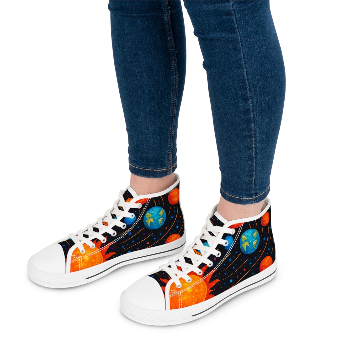 Cosmic Women's High Top Sneakers, Space Theme Sneakers.