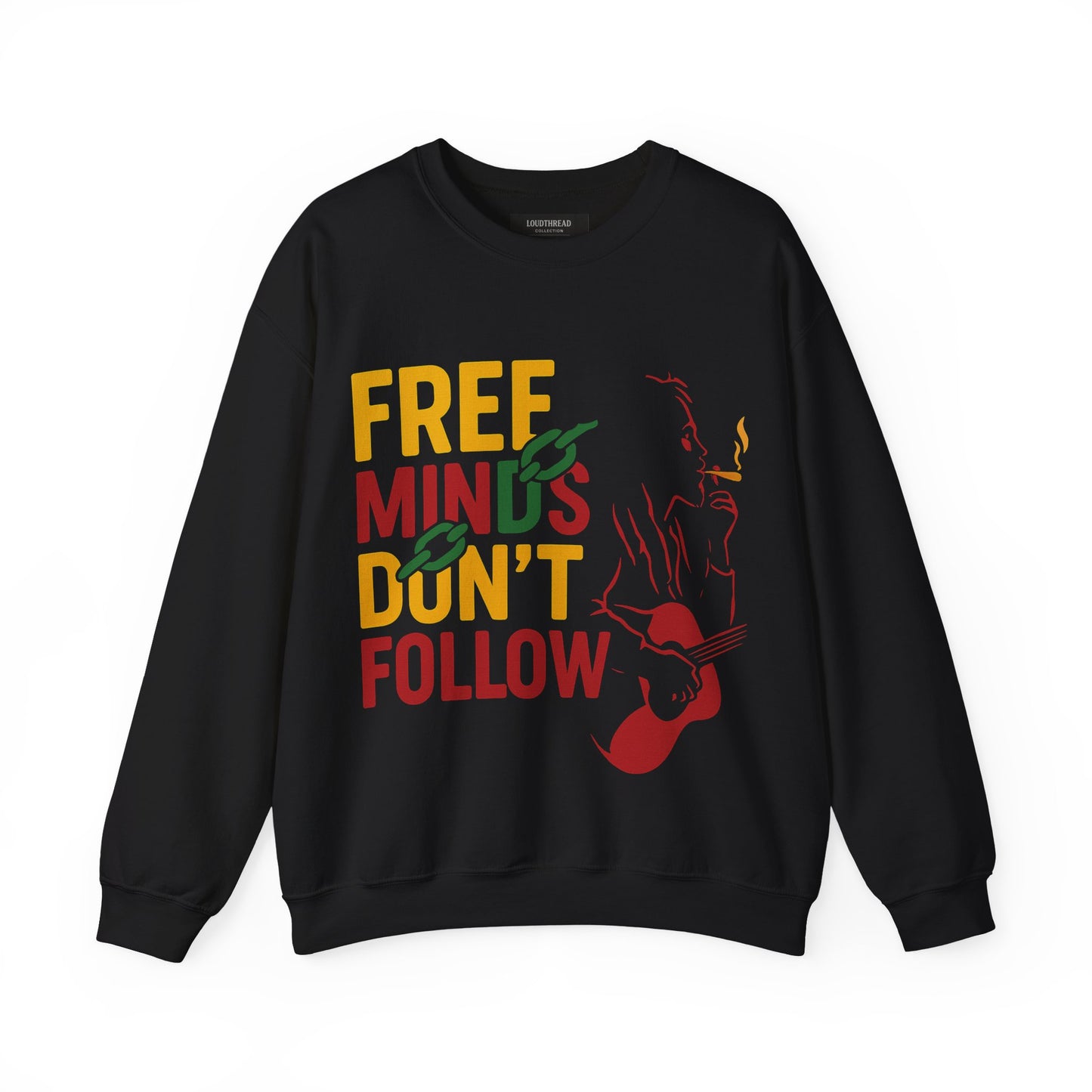 Inspirational Music Quote Sweatshirt, Unisex Fashion, Rasta Guitarist Line Art Unisex Sweatshirt, Motivational Clothing