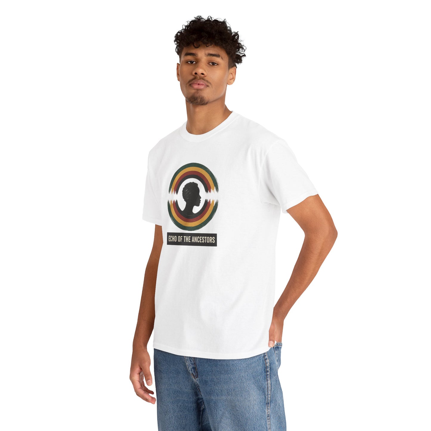 Echo of the Ancestors Unisex Heavy Cotton Tee, Inspirational Tee, Heritage Shirt, Homecoming Gift, Cultural Celebration Clothing