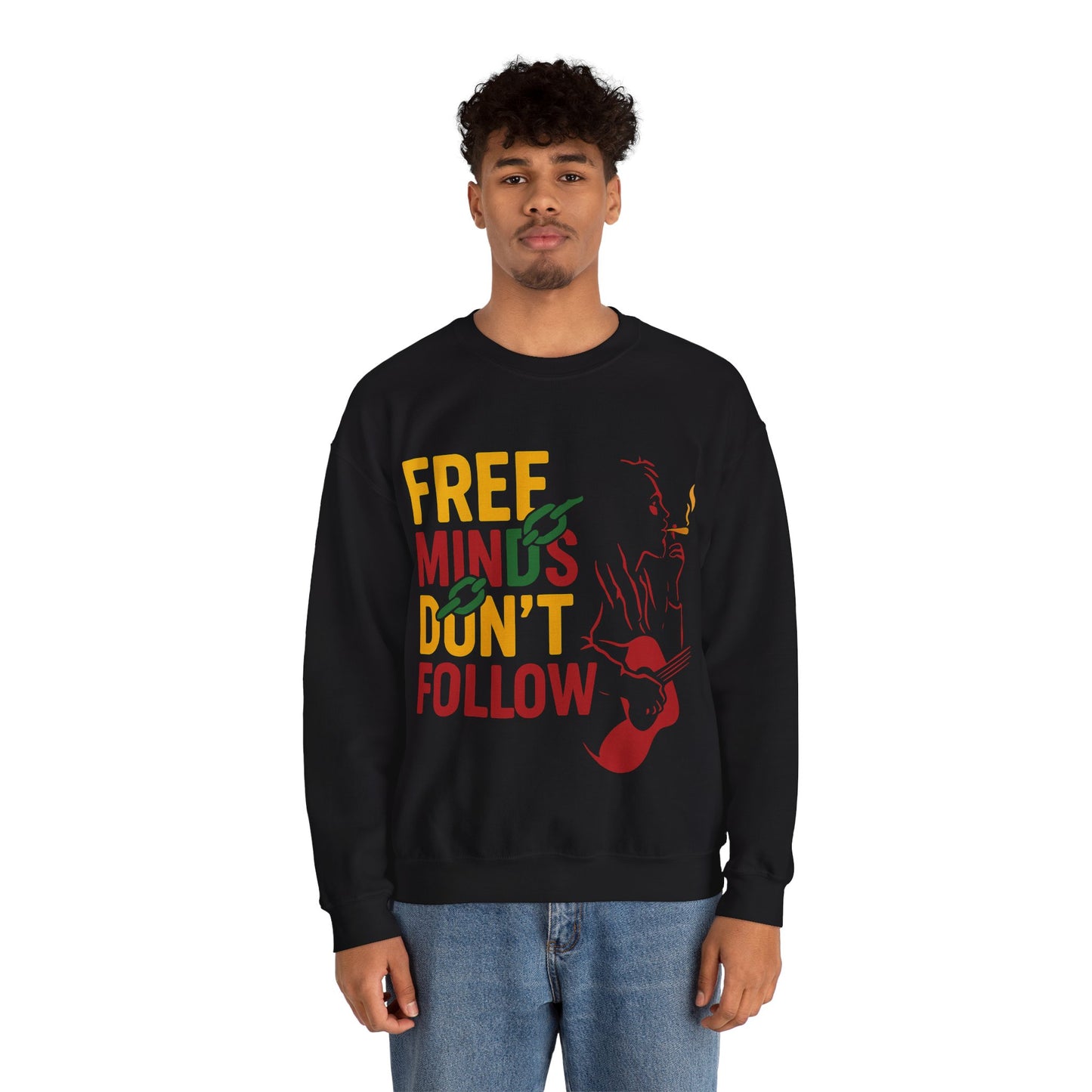 Inspirational Music Quote Sweatshirt, Unisex Fashion, Rasta Guitarist Line Art Unisex Sweatshirt, Motivational Clothing
