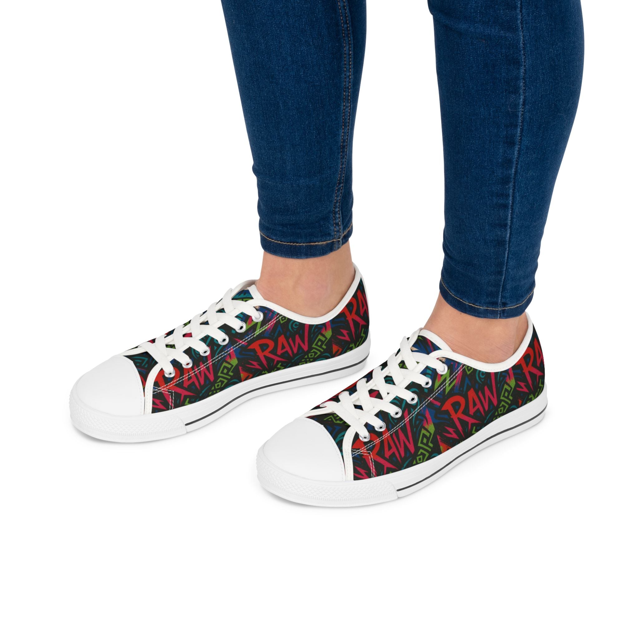 Colorful Women's Low Top Sneakers, Stylish Casual Footwear.