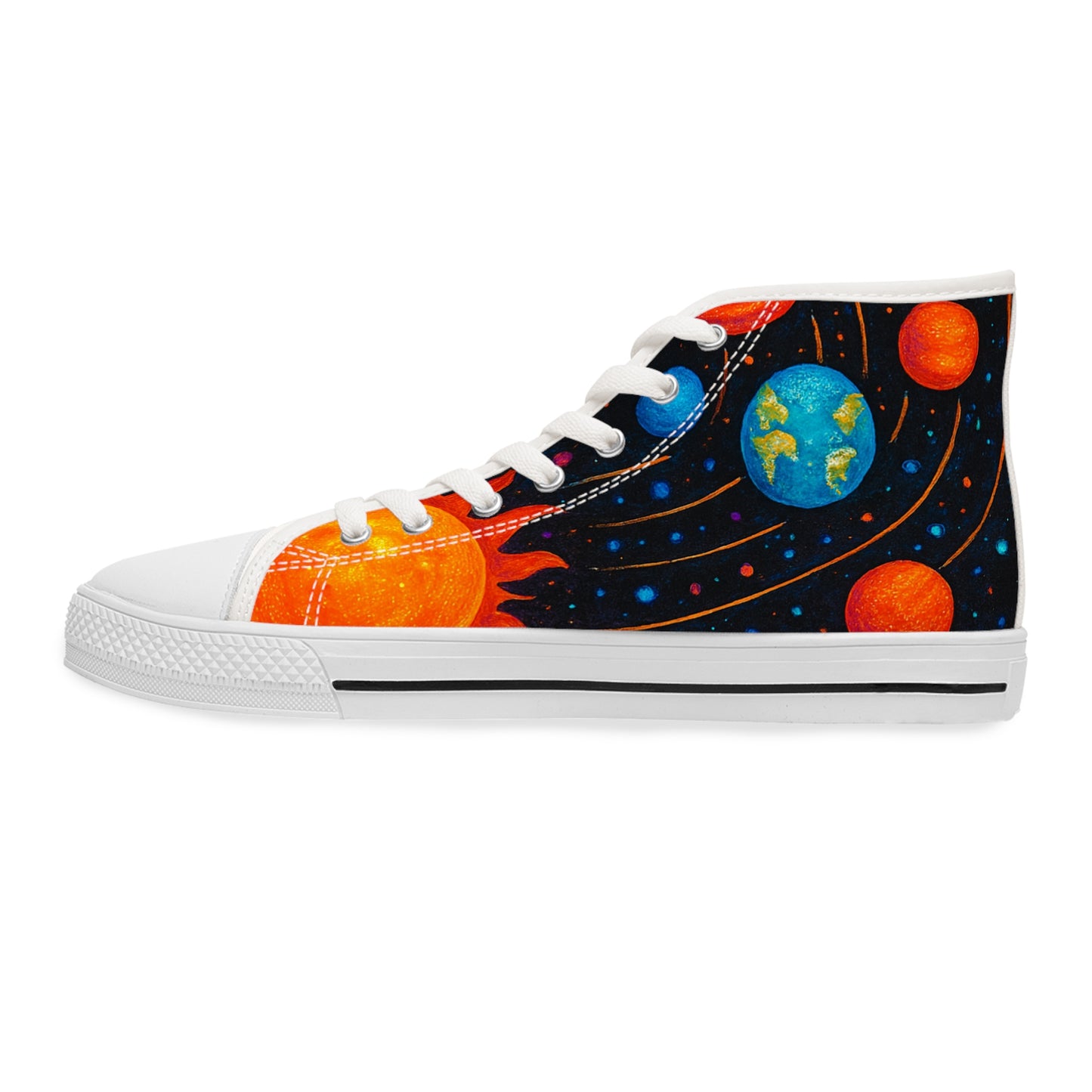 Cosmic Women's High Top Sneakers, Space Theme Sneakers.