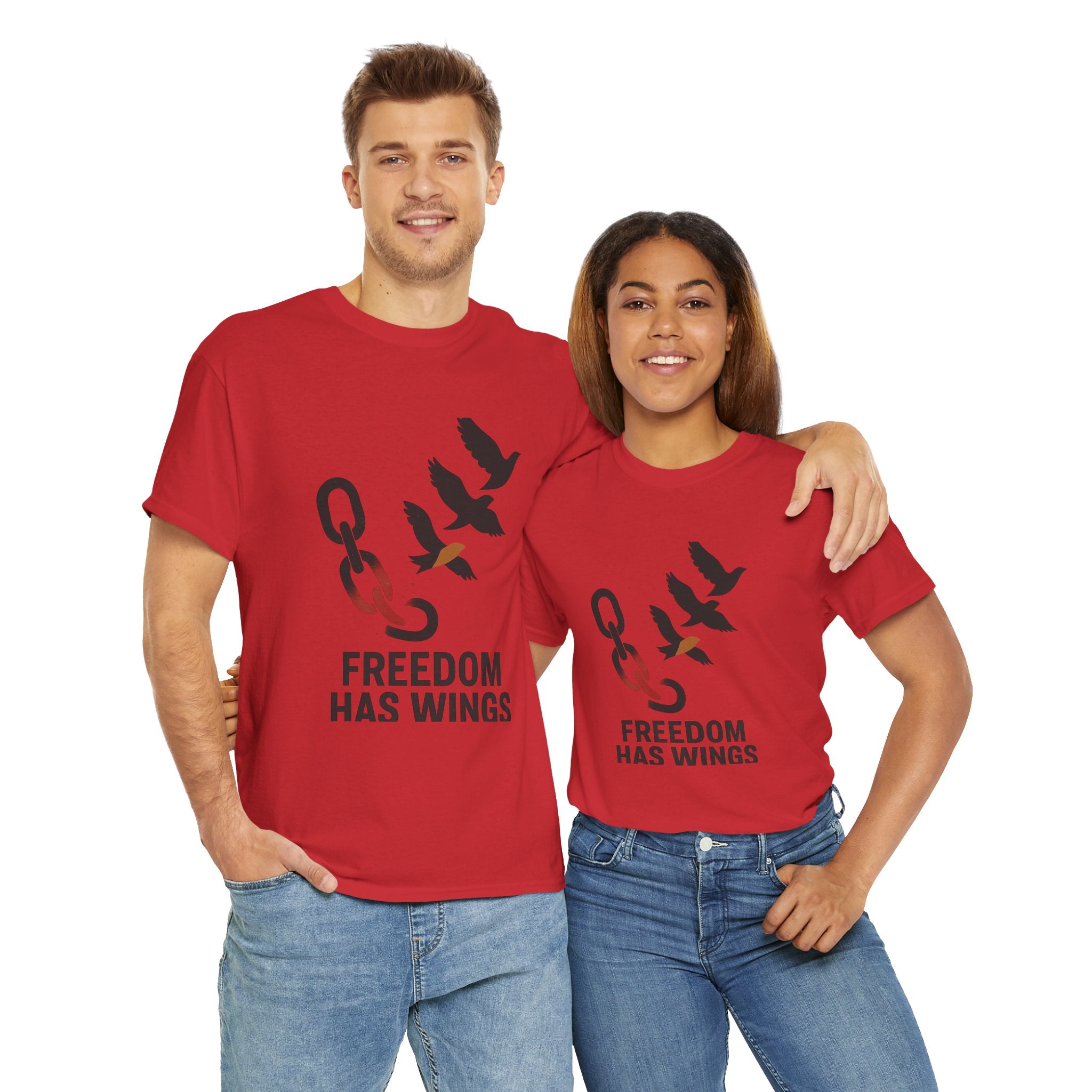 Freedom Has Wings Unisex Heavy Cotton Tee, Motivational T-Shirt