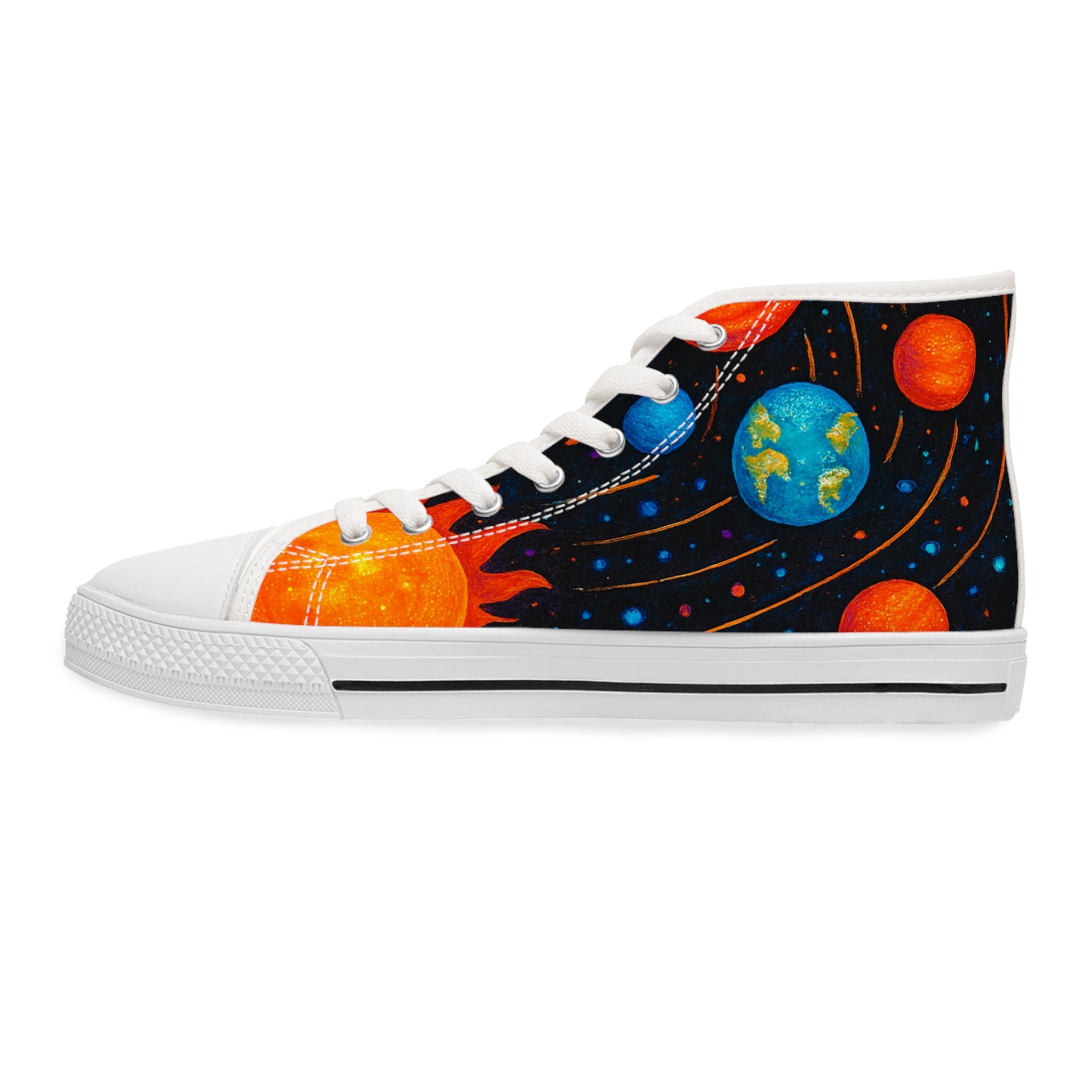 Cosmic Women's High Top Sneakers, Space Theme Sneakers.