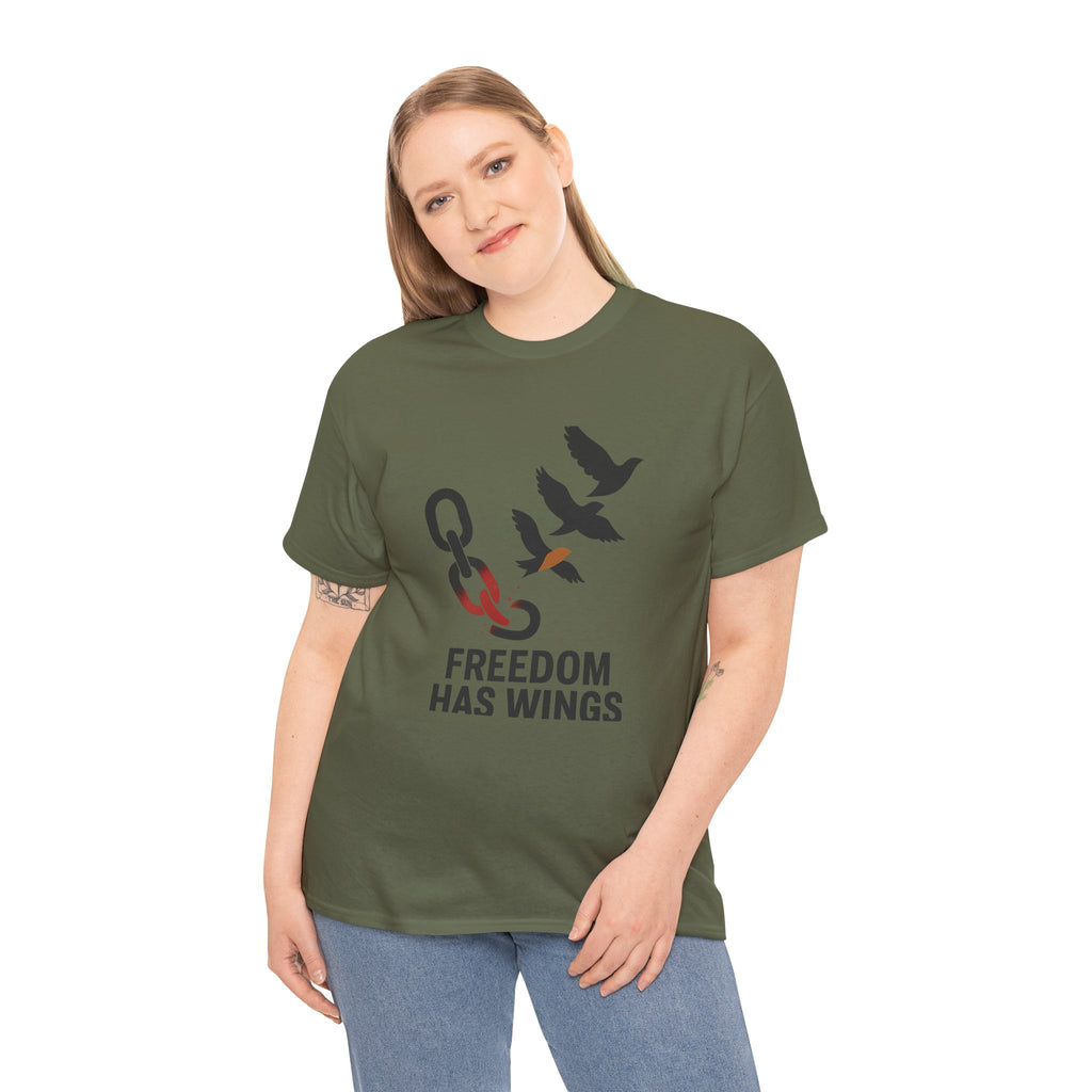 Freedom Has Wings Unisex Heavy Cotton Tee, Motivational T-Shirt