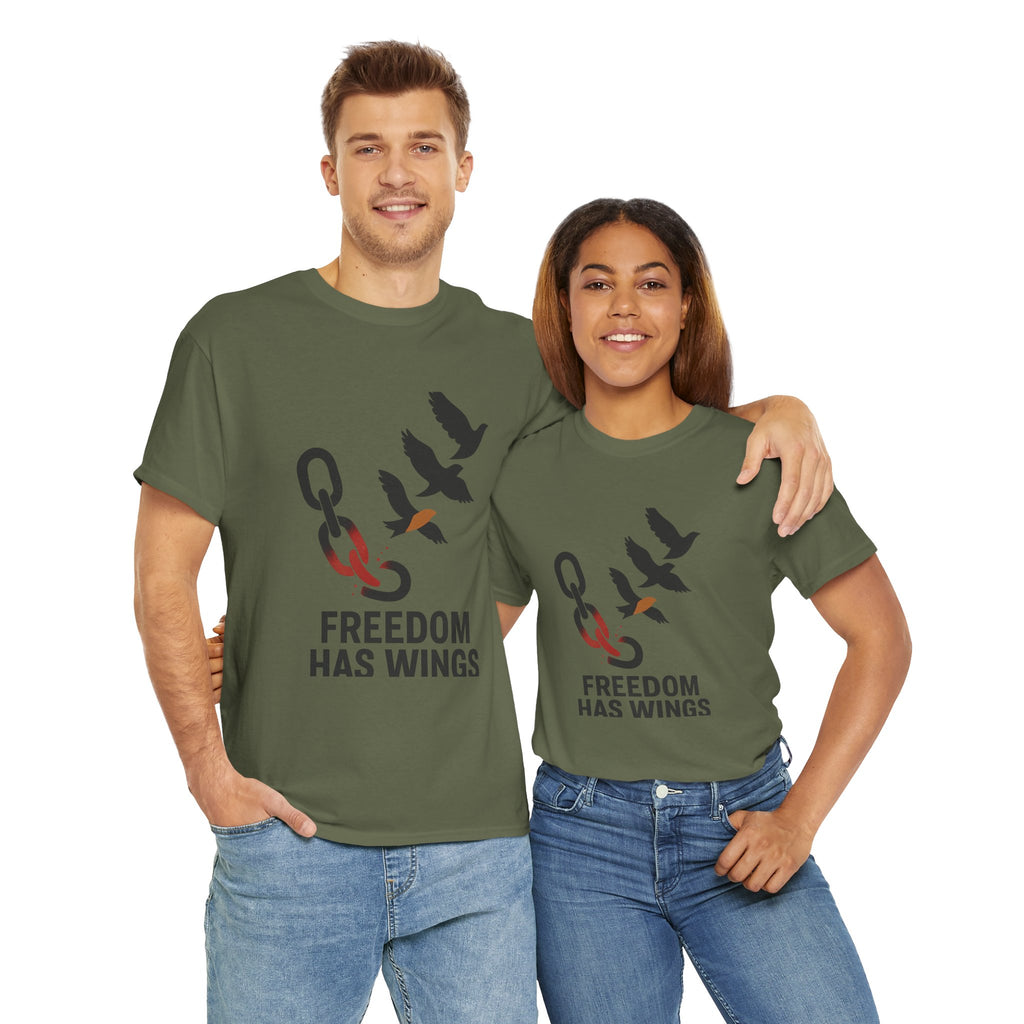 Freedom Has Wings Unisex Heavy Cotton Tee, Motivational T-Shirt