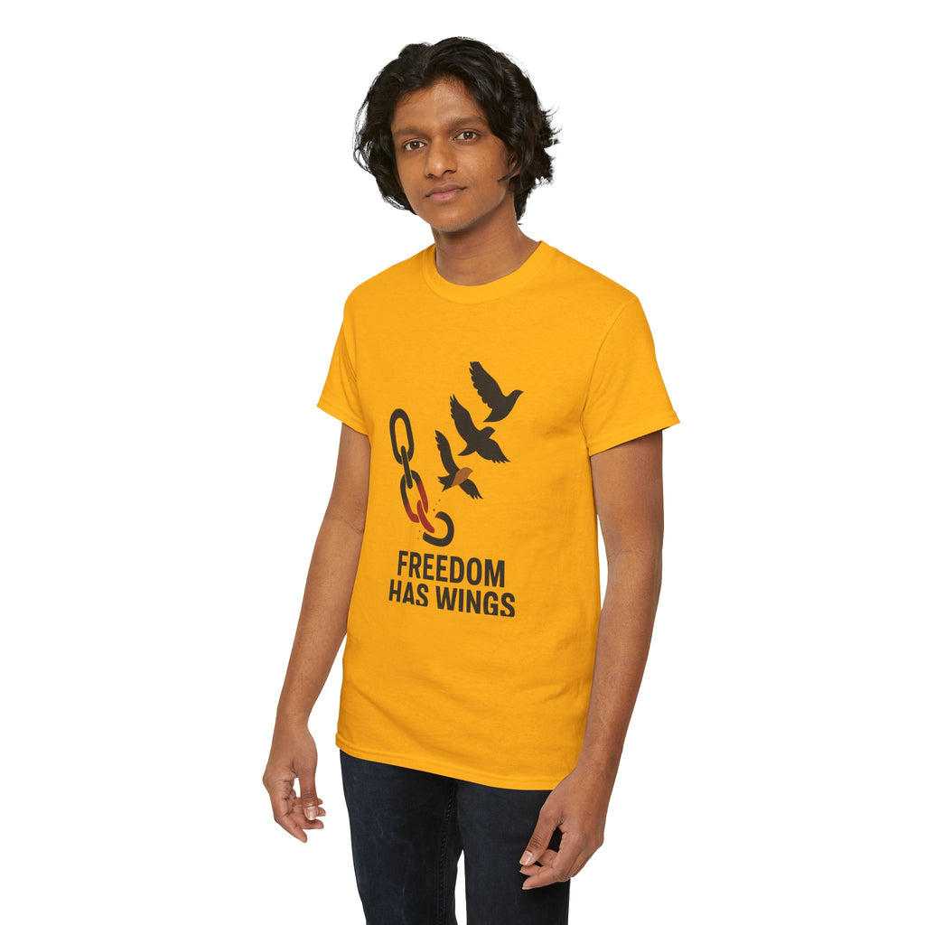 Freedom Has Wings Unisex Heavy Cotton Tee, Motivational T-Shirt
