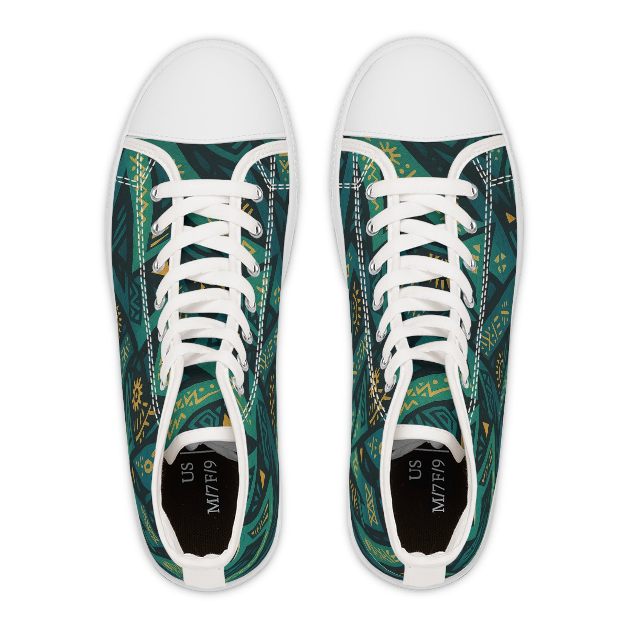 Trendy Women's High Top Sneakers with Vibrant Tribal Design