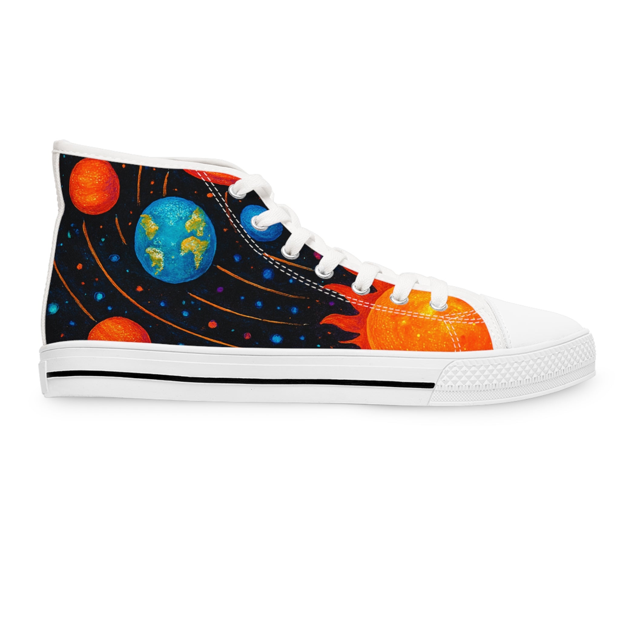 Cosmic Women's High Top Sneakers, Space Theme Sneakers.