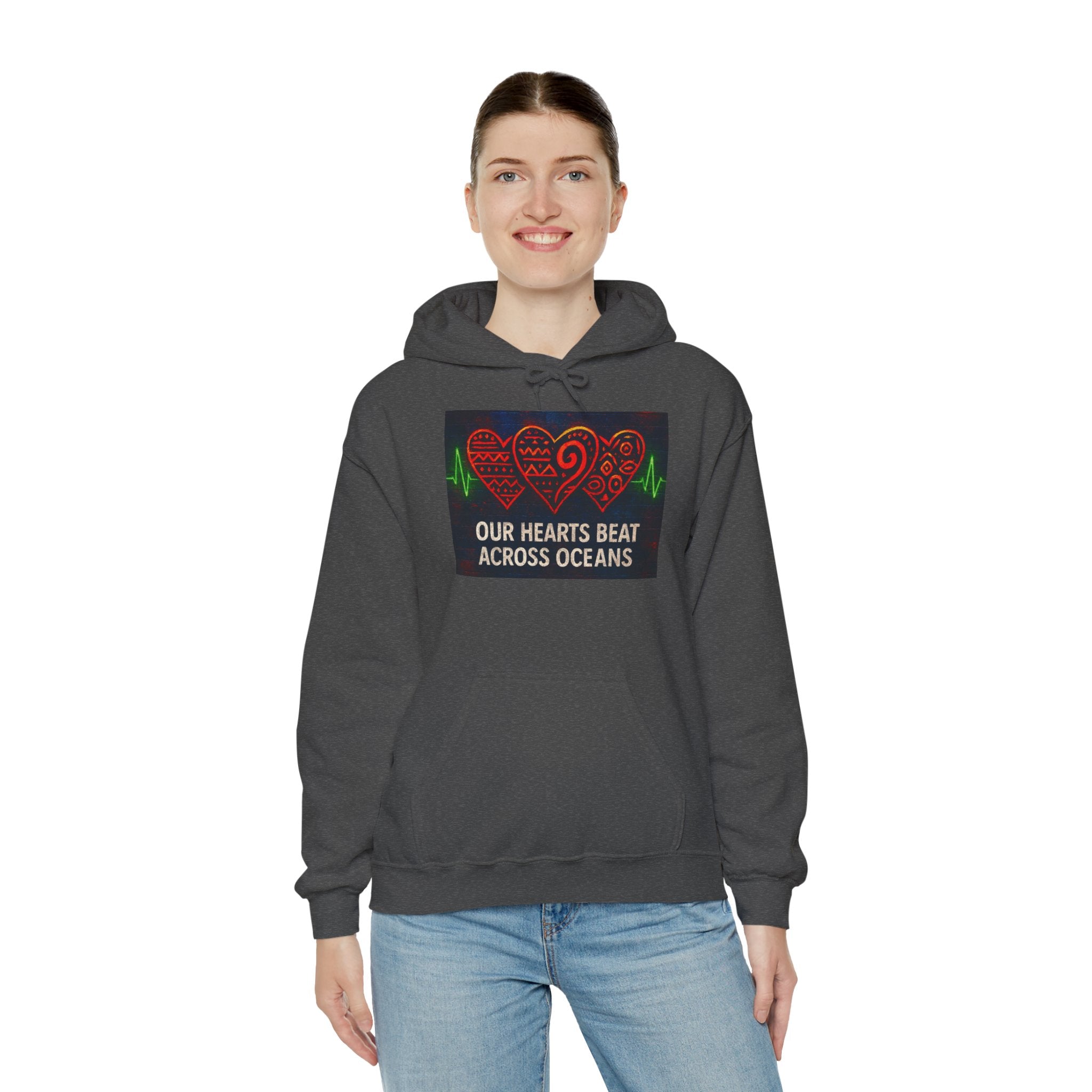 Heartbeat Across Oceans Hoodie: Cozy Gift for Love.