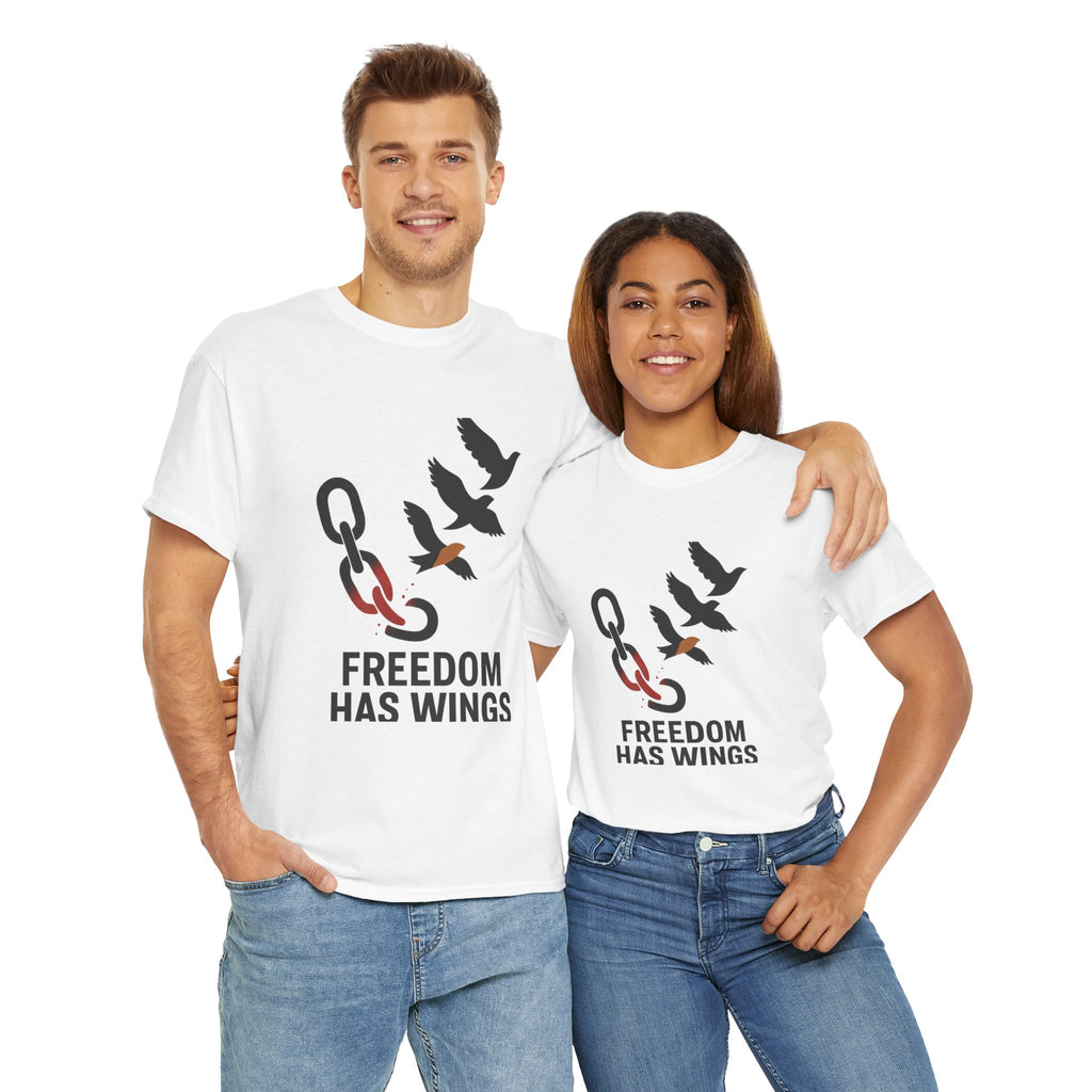 Freedom Has Wings Unisex Heavy Cotton Tee, Motivational T-Shirt