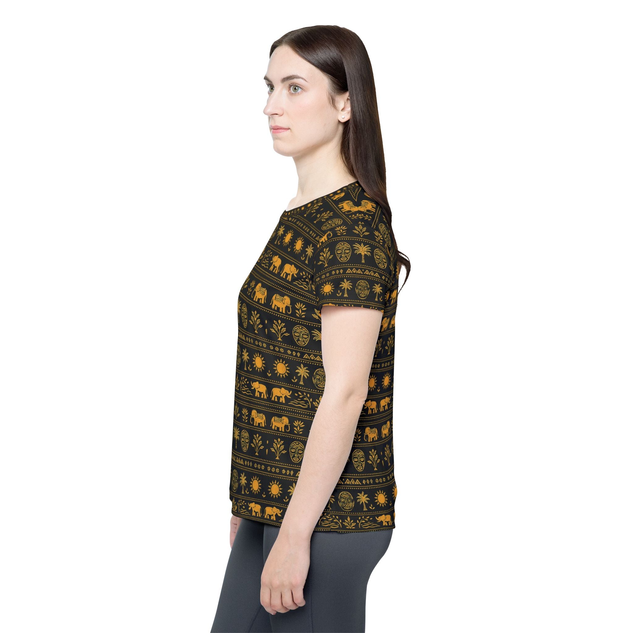 Women's Jersey - Golden Elephant Pattern All-Over Print