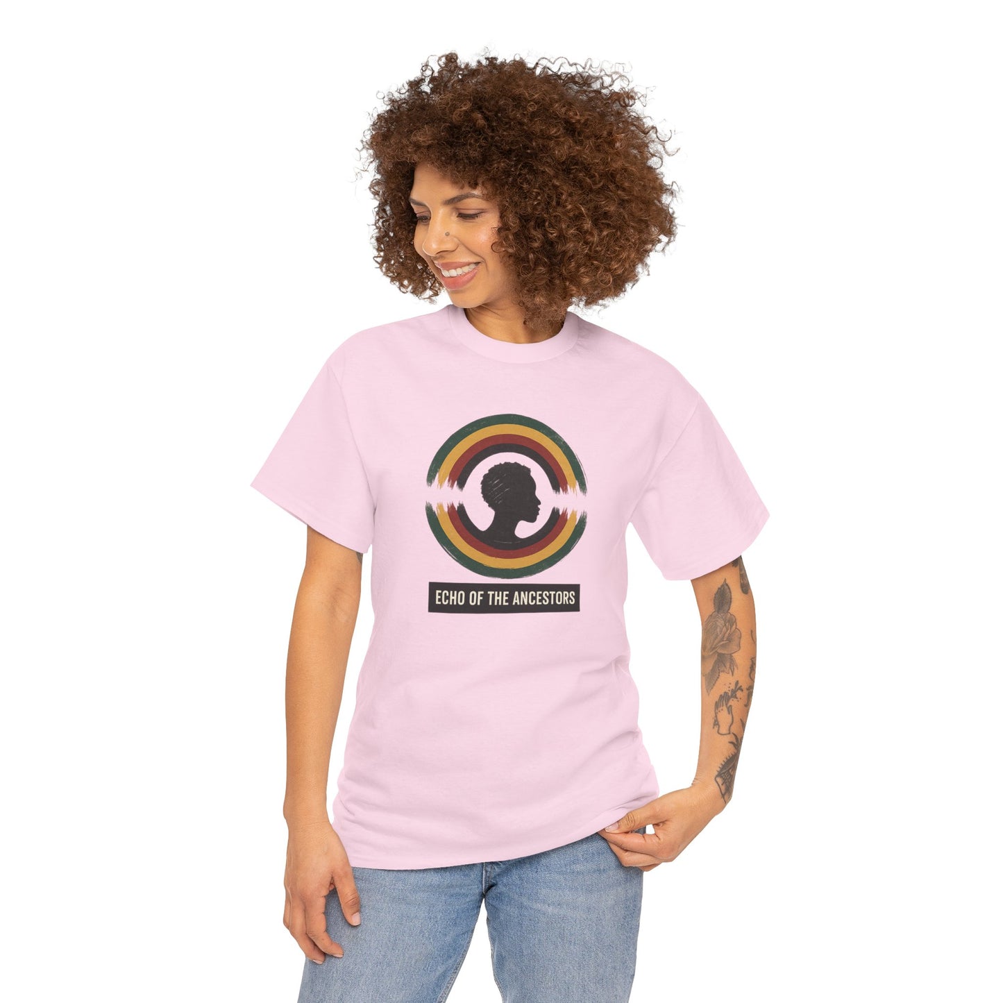 Echo of the Ancestors Unisex Heavy Cotton Tee, Inspirational Tee, Heritage Shirt, Homecoming Gift, Cultural Celebration Clothing