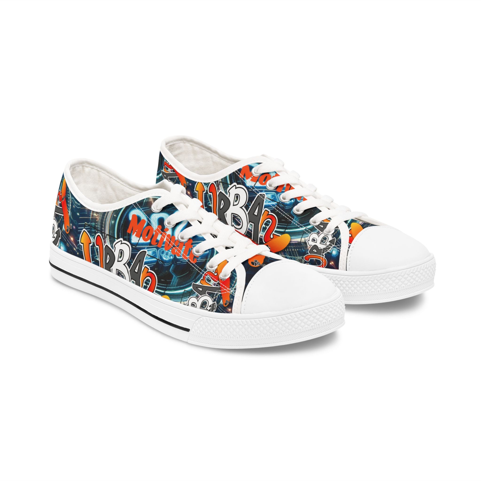 Colorful Graphic Print Women's Low Top Sneakers.