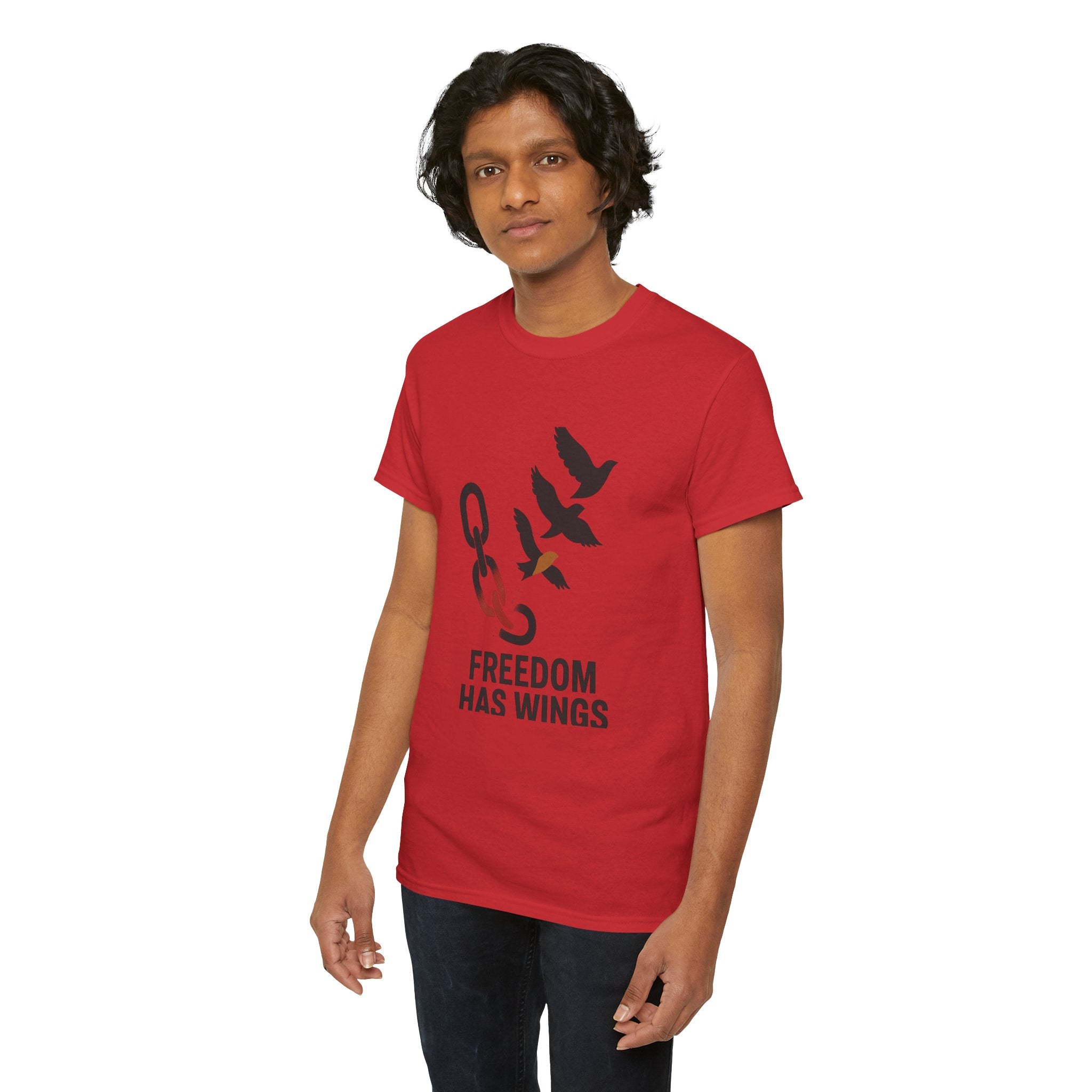Freedom Has Wings Unisex Heavy Cotton Tee, Motivational T-Shirt