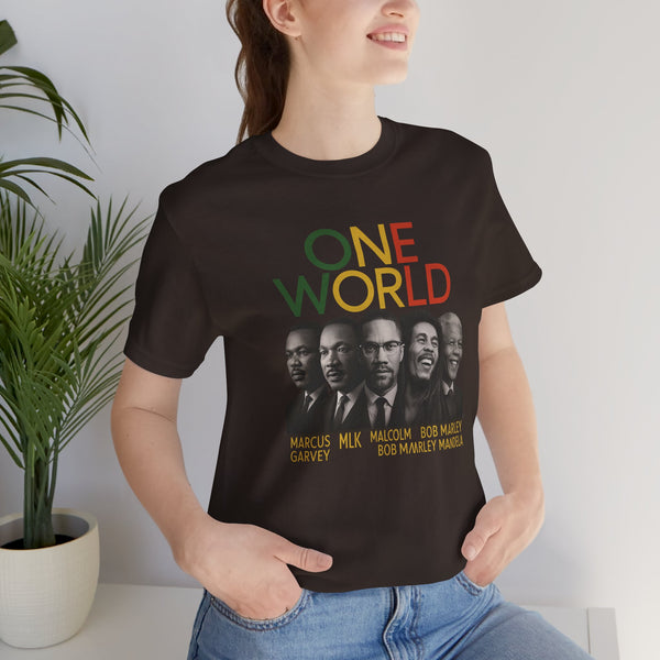 ONE WORLD Unisex Jersey Tee, Inspirational Shirt, Social Justice Apparel,