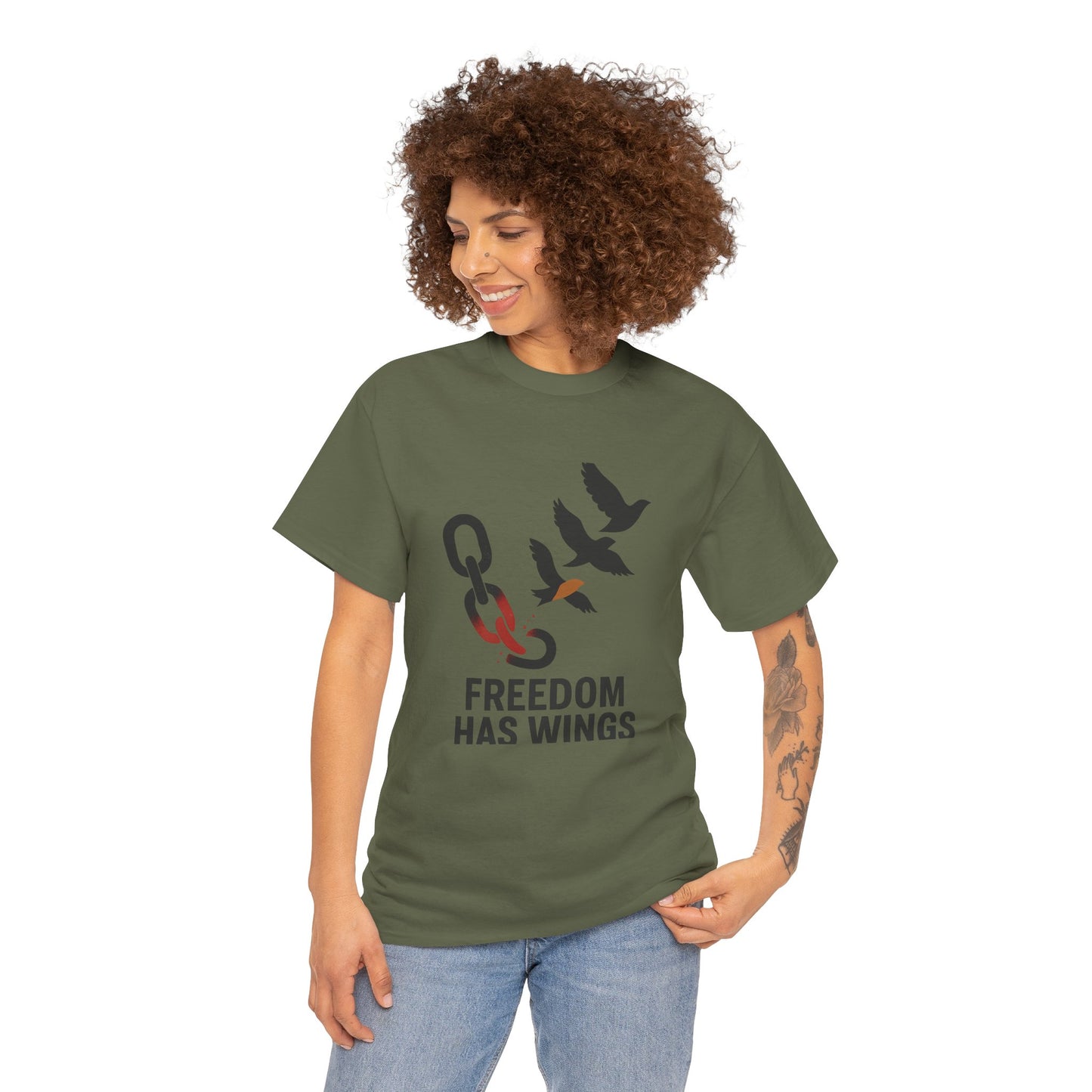 Freedom Has Wings Unisex Heavy Cotton Tee, Motivational T-Shirt
