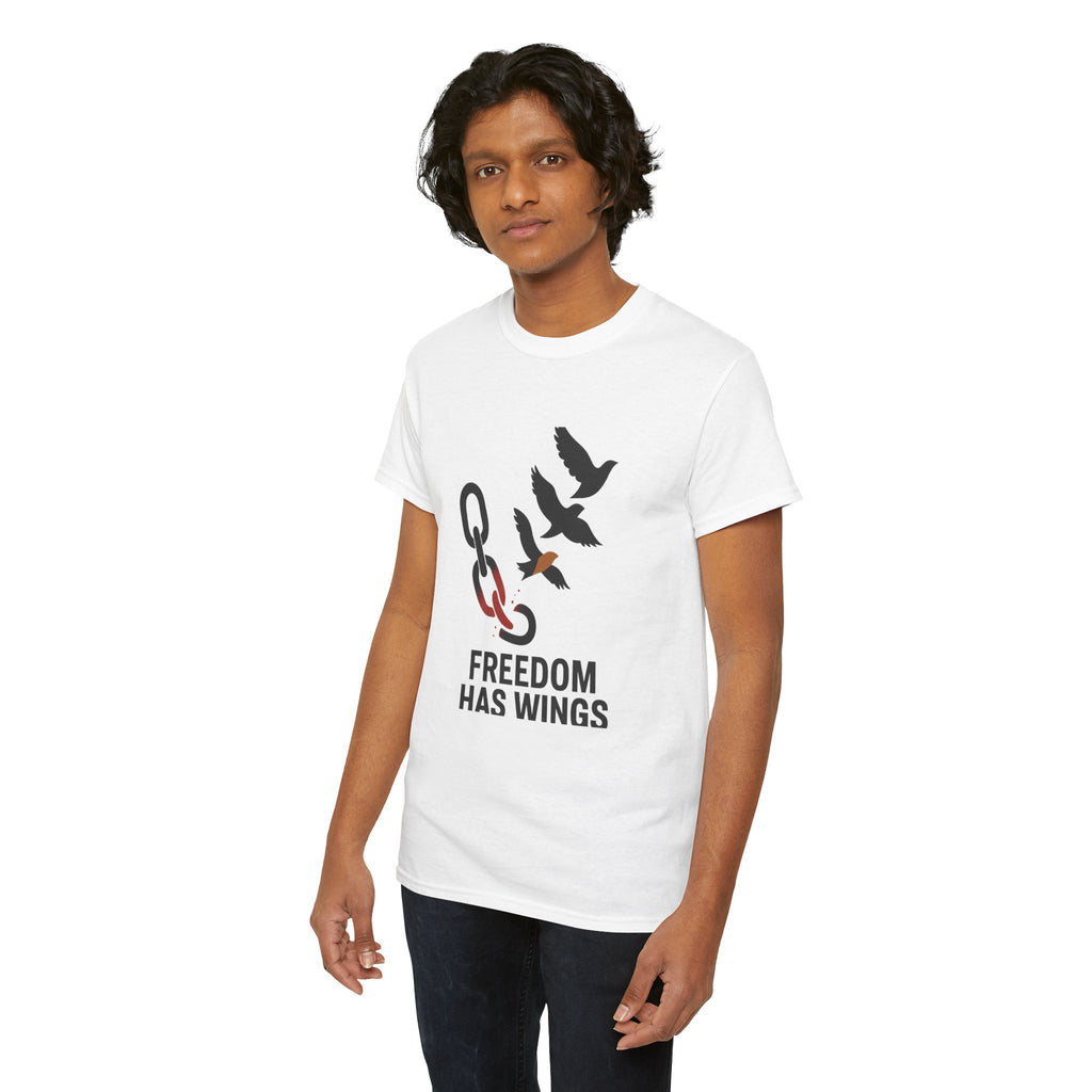 Freedom Has Wings Unisex Heavy Cotton Tee, Motivational T-Shirt
