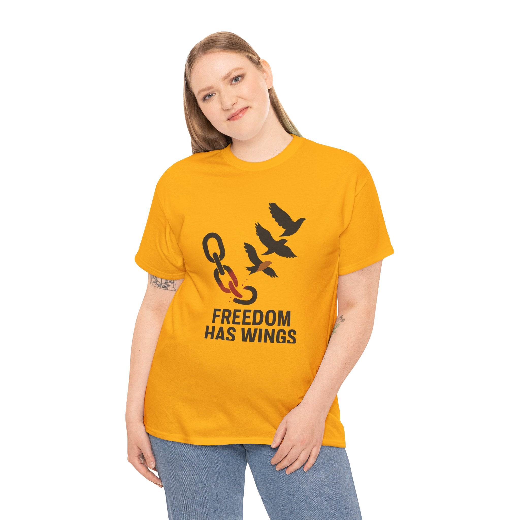 Freedom Has Wings Unisex Heavy Cotton Tee, Motivational T-Shirt