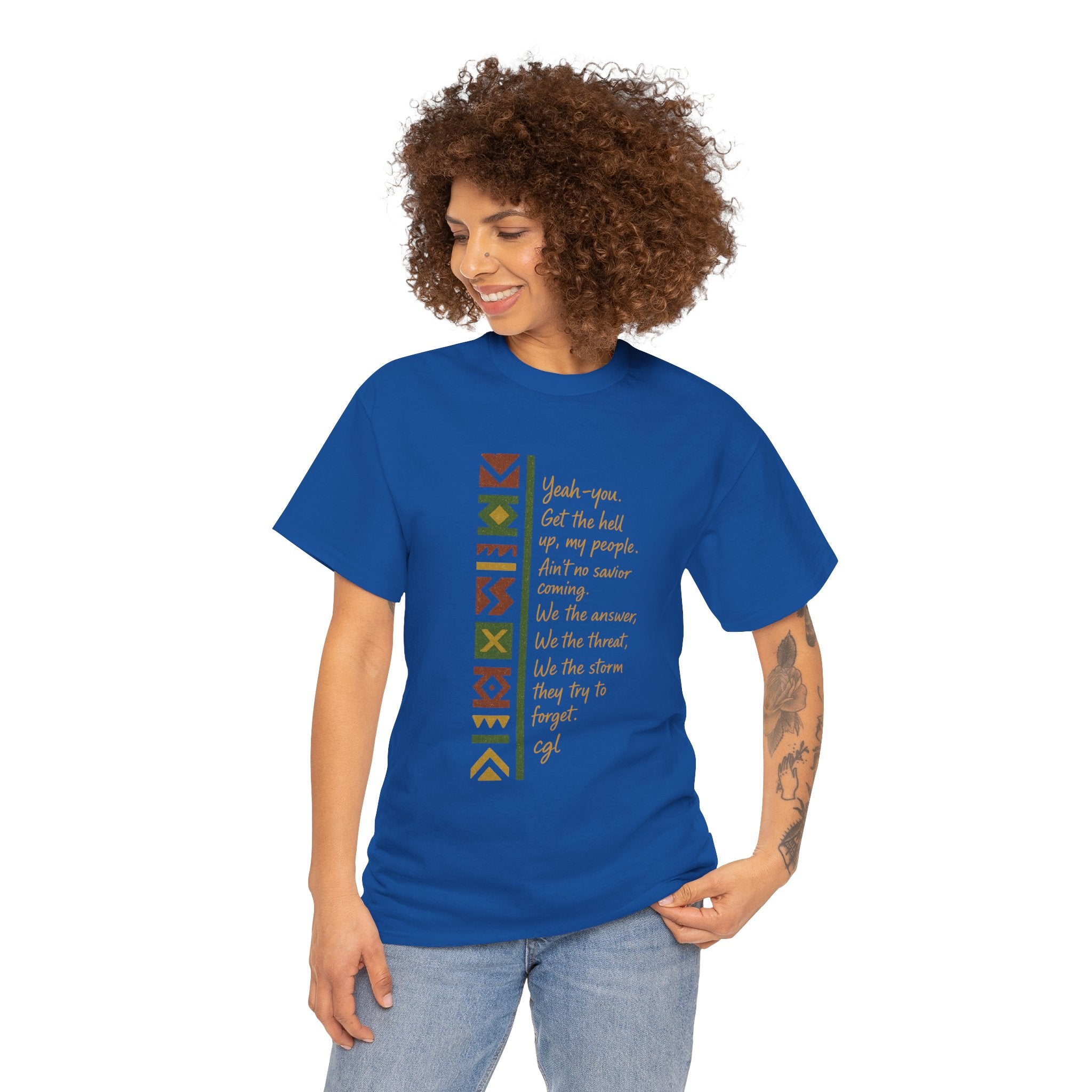 Empowering Unisex Heavy Cotton Tee - Uplifting Design for Cultural Celebration
