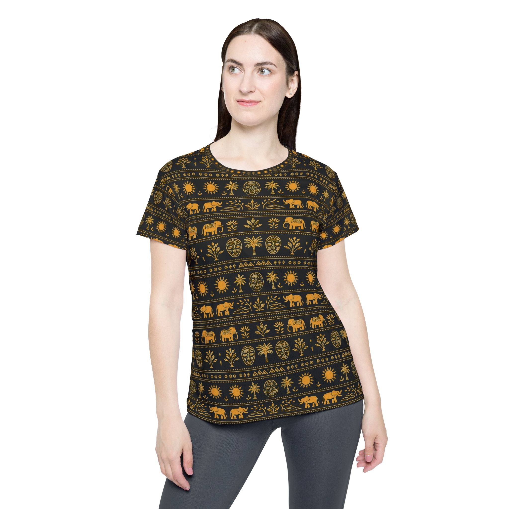 Women's Jersey - Golden Elephant Pattern All-Over Print