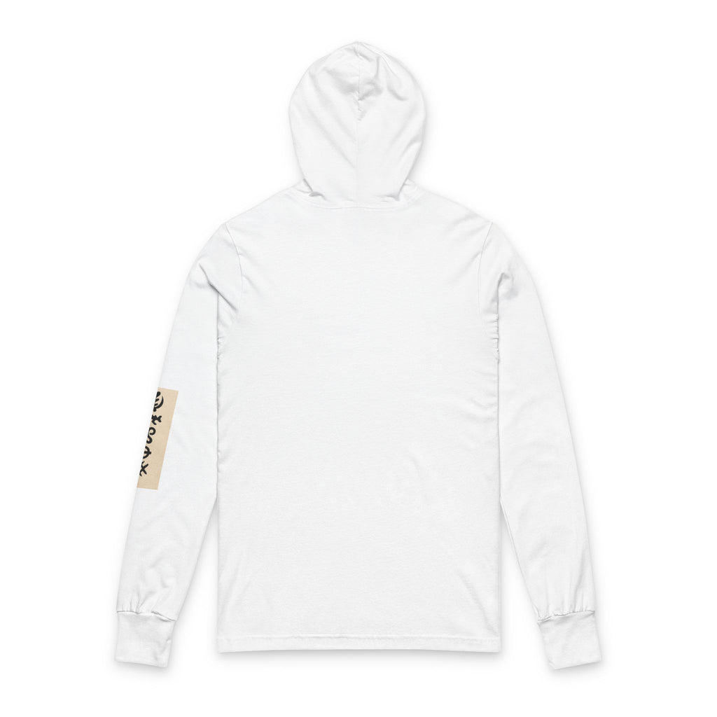 Hooded Long Sleeve Tee — "Even Shattered Glass Can Catch the Sun" Inspirational Graphic