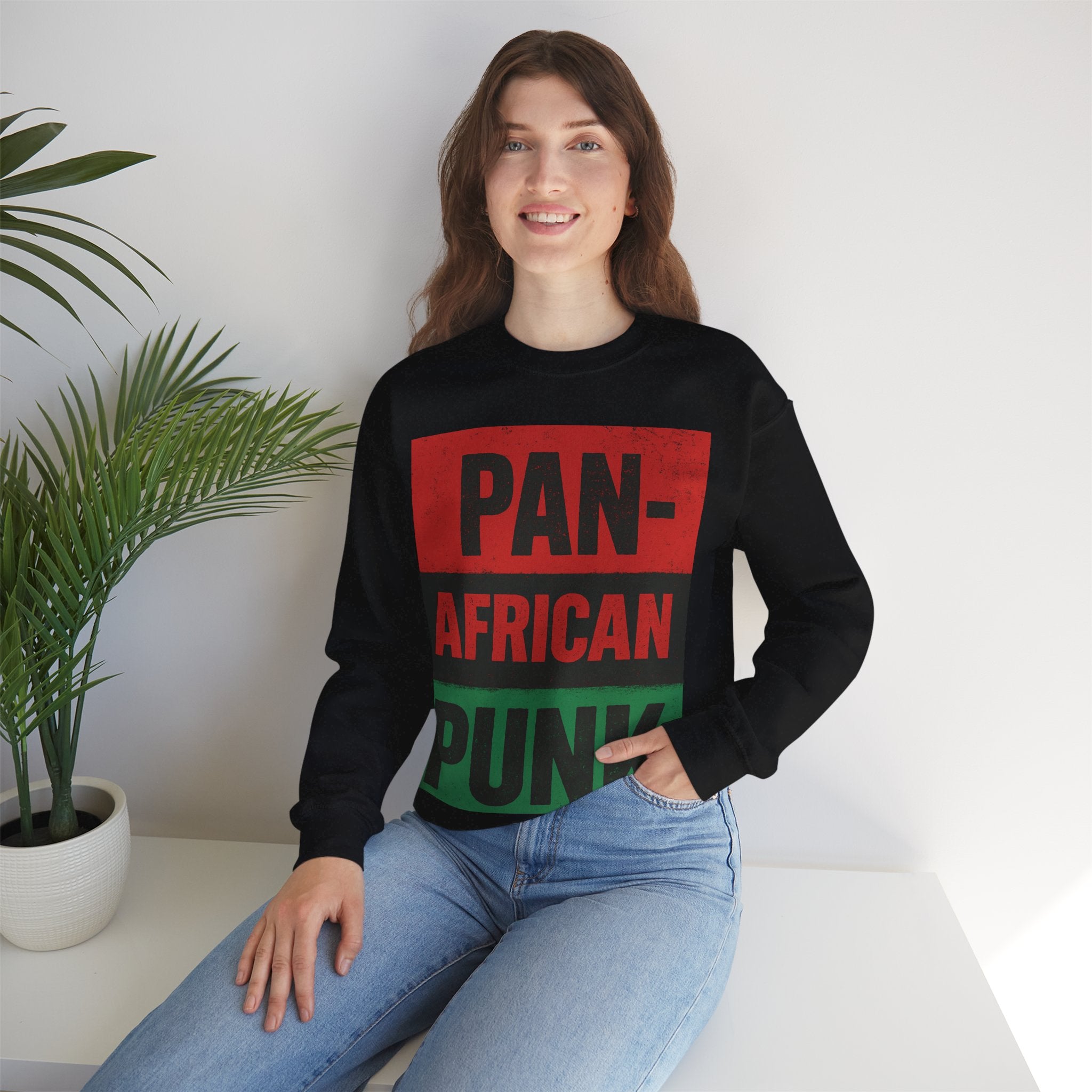 Crewneck Sweatshirt — "Pan-African Punk" Flag Graphic