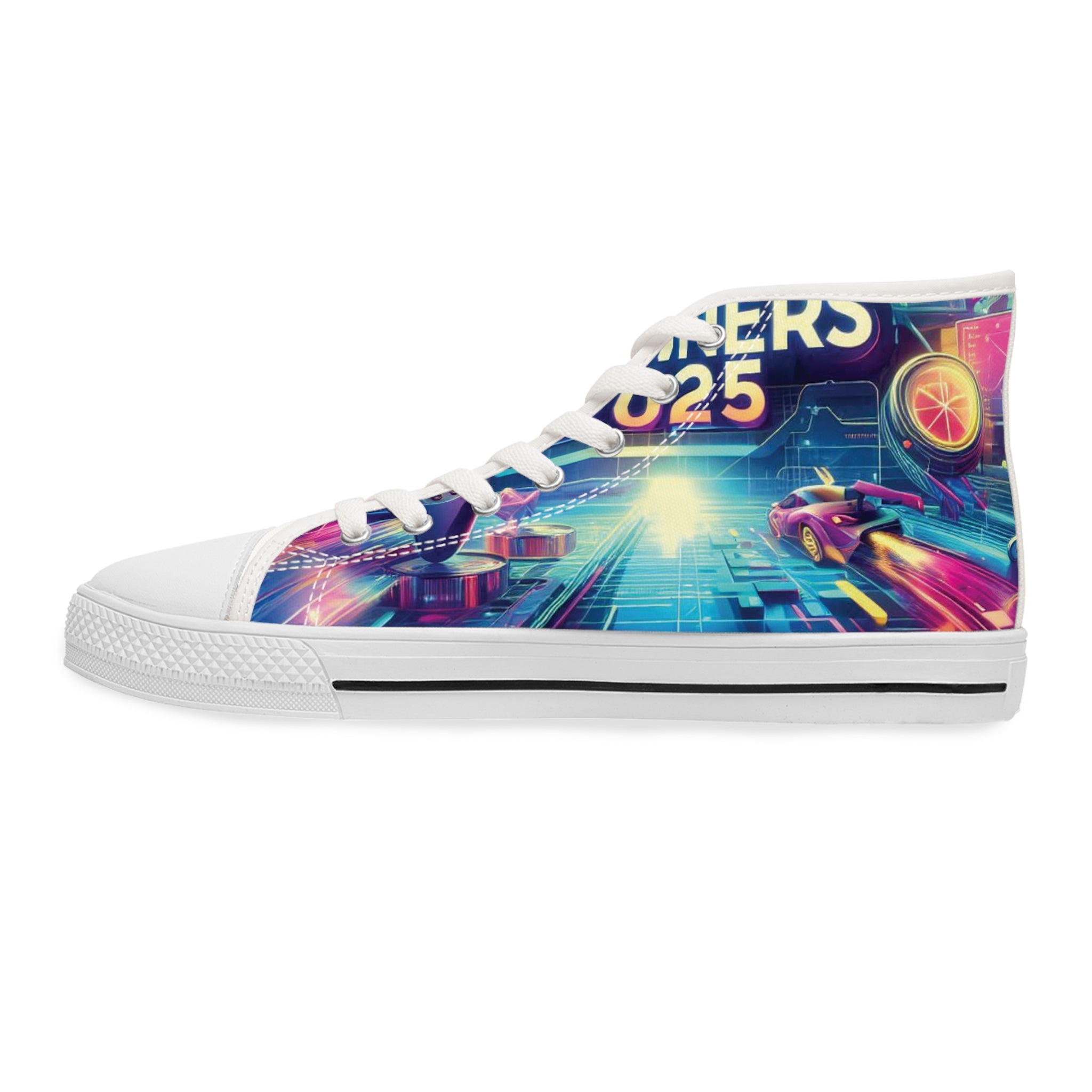 Futuristic High Top Sneakers for Women, Trendy Footwear, Stylish Streetwear.
