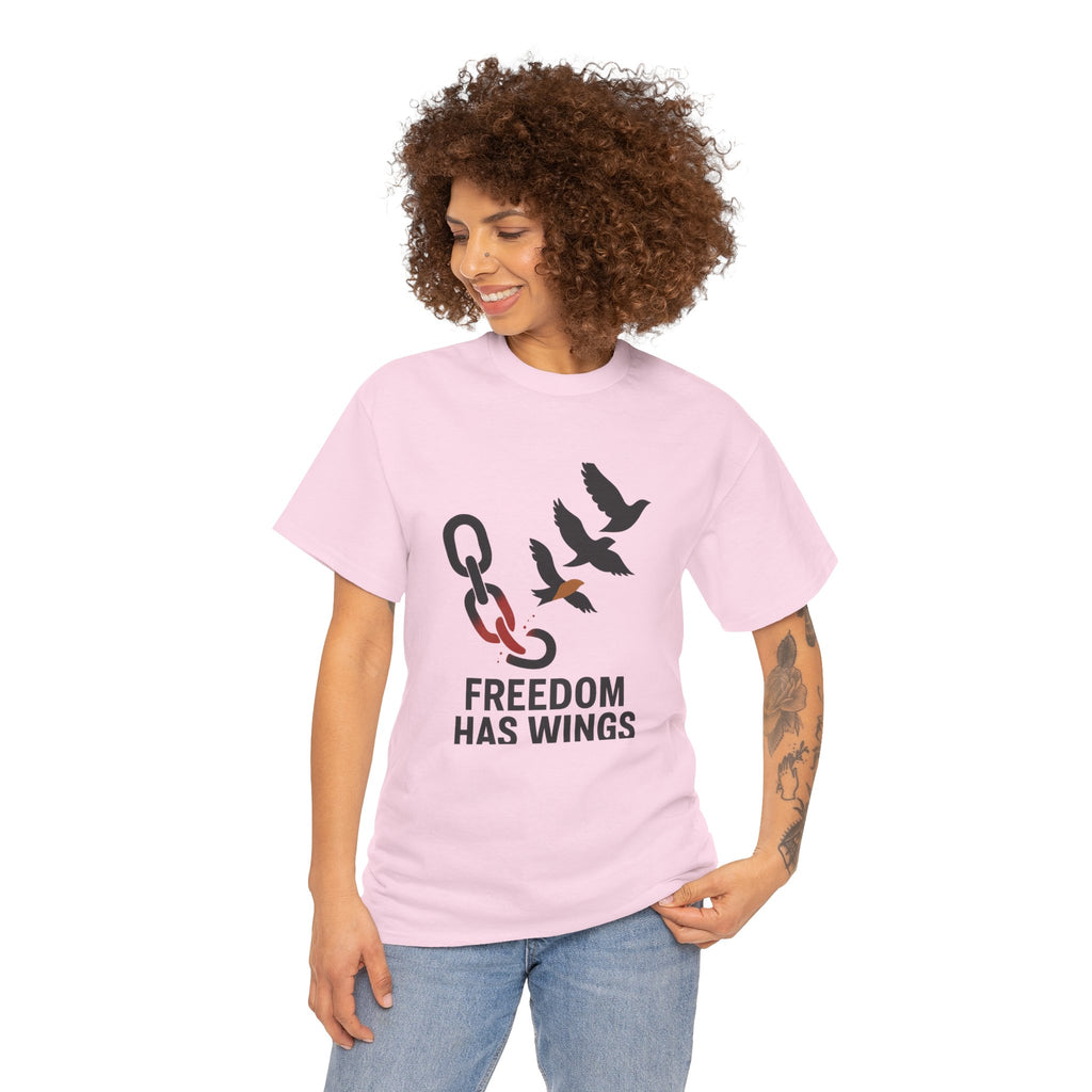 Freedom Has Wings Unisex Heavy Cotton Tee, Motivational T-Shirt
