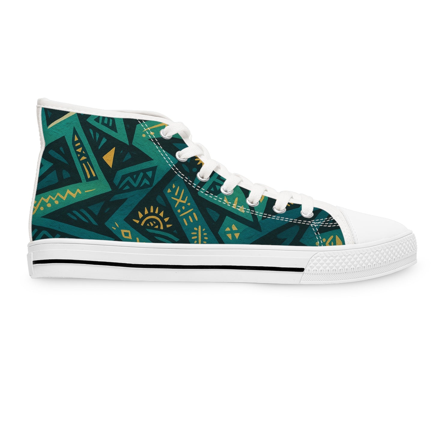 Trendy Women's High Top Sneakers with Vibrant Tribal Design