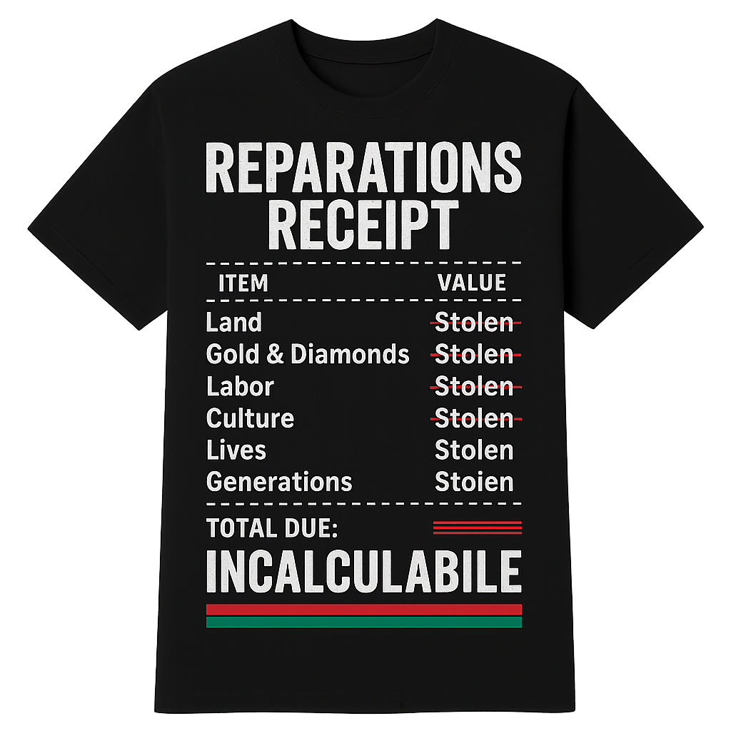 Reparations Receipt Unisex Hooded Long Sleeve Tee |Thought-Provoking Apparel