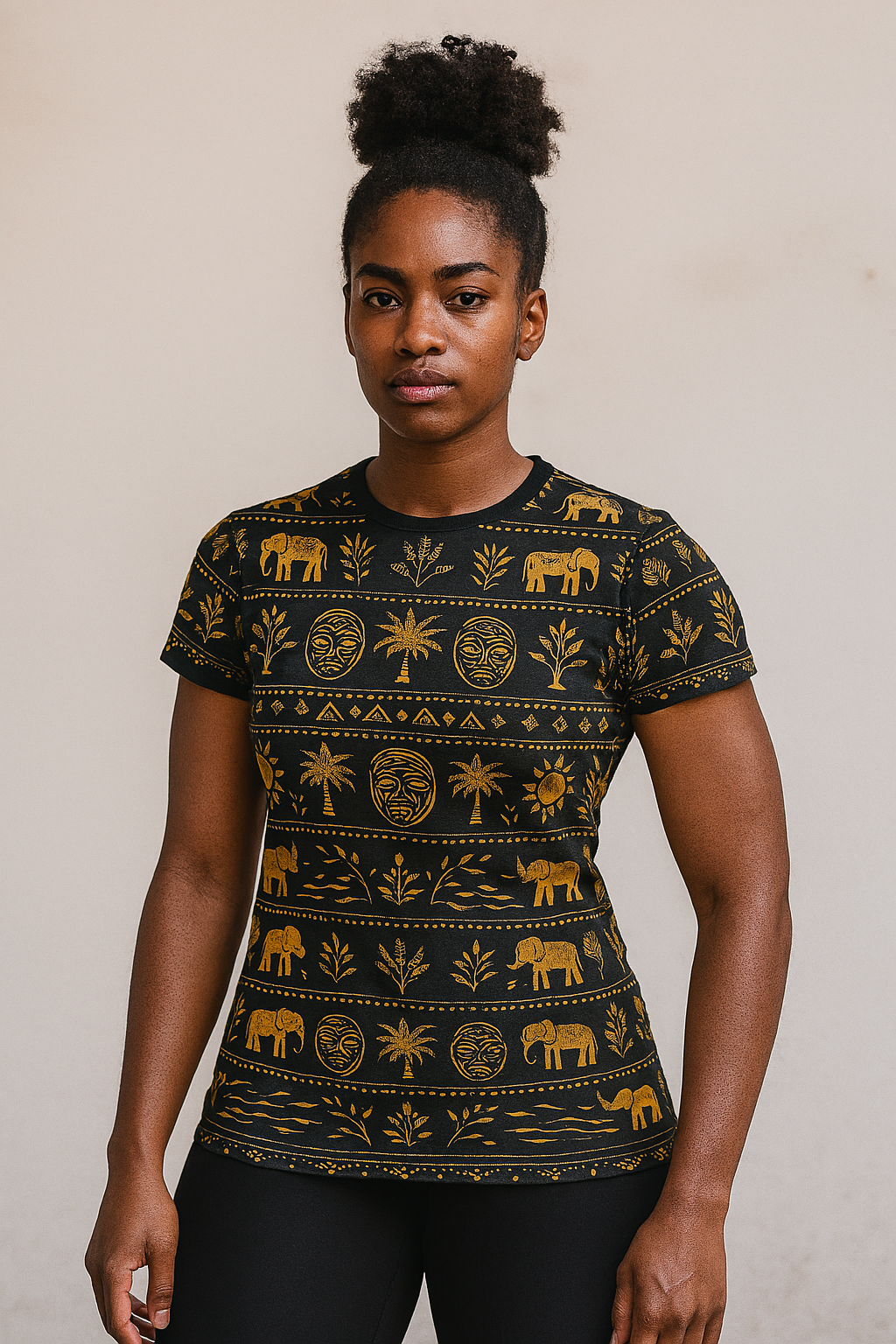 Women's Jersey - Golden Elephant Pattern All-Over Print