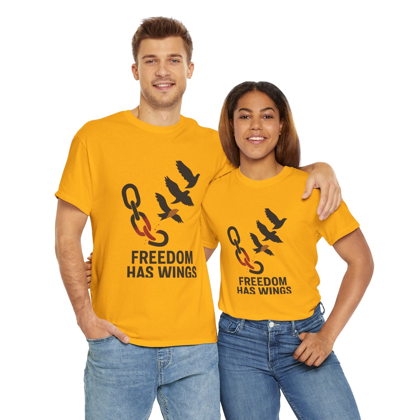 Freedom Has Wings Unisex Heavy Cotton Tee, Motivational T-Shirt