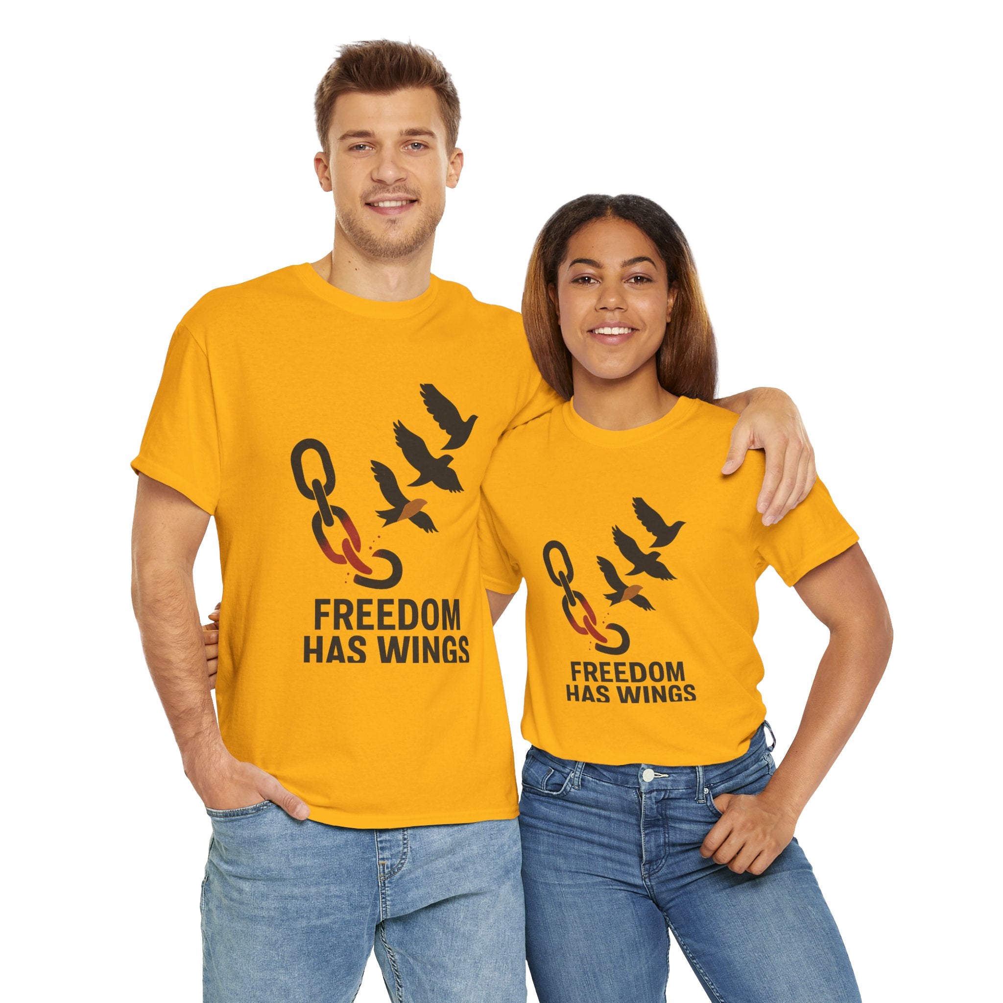 Freedom Has Wings Unisex Heavy Cotton Tee, Motivational T-Shirt