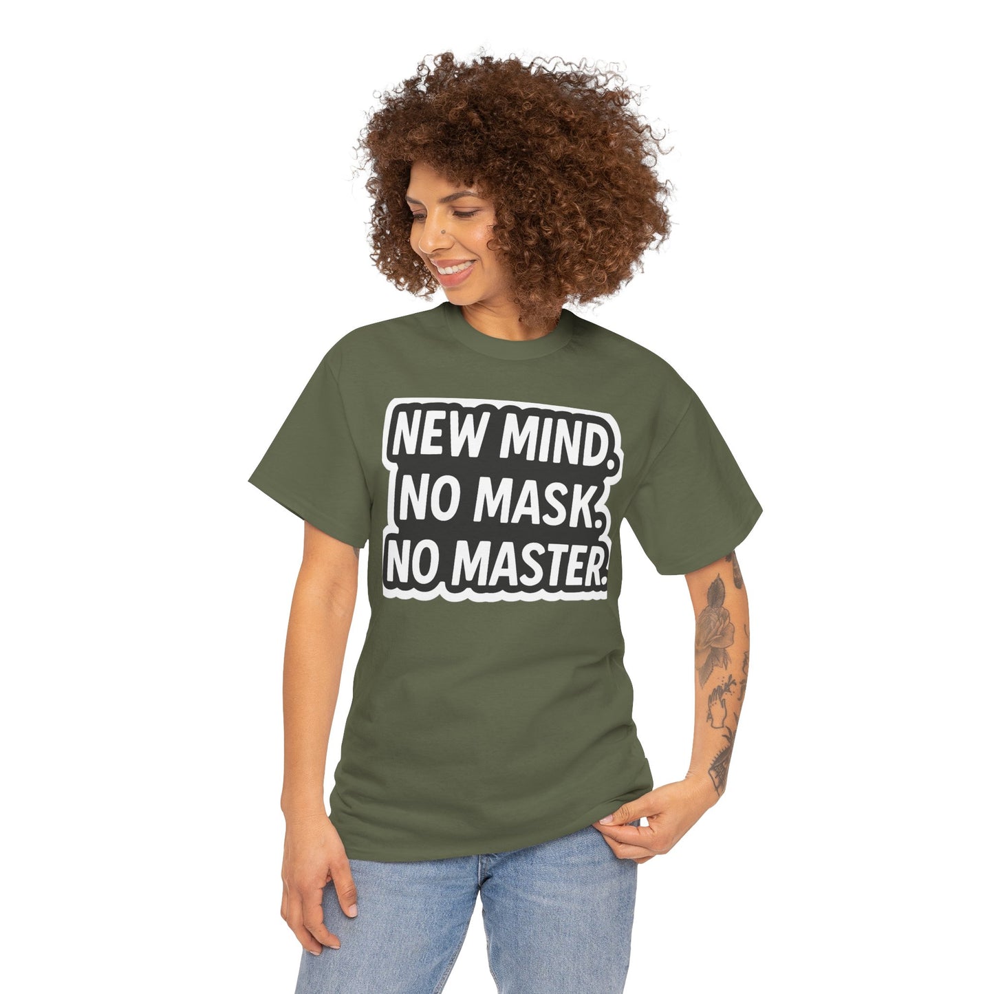 Statement Tee: New Mind, No Mask, No Master, Unisex Cotton T-Shirt.