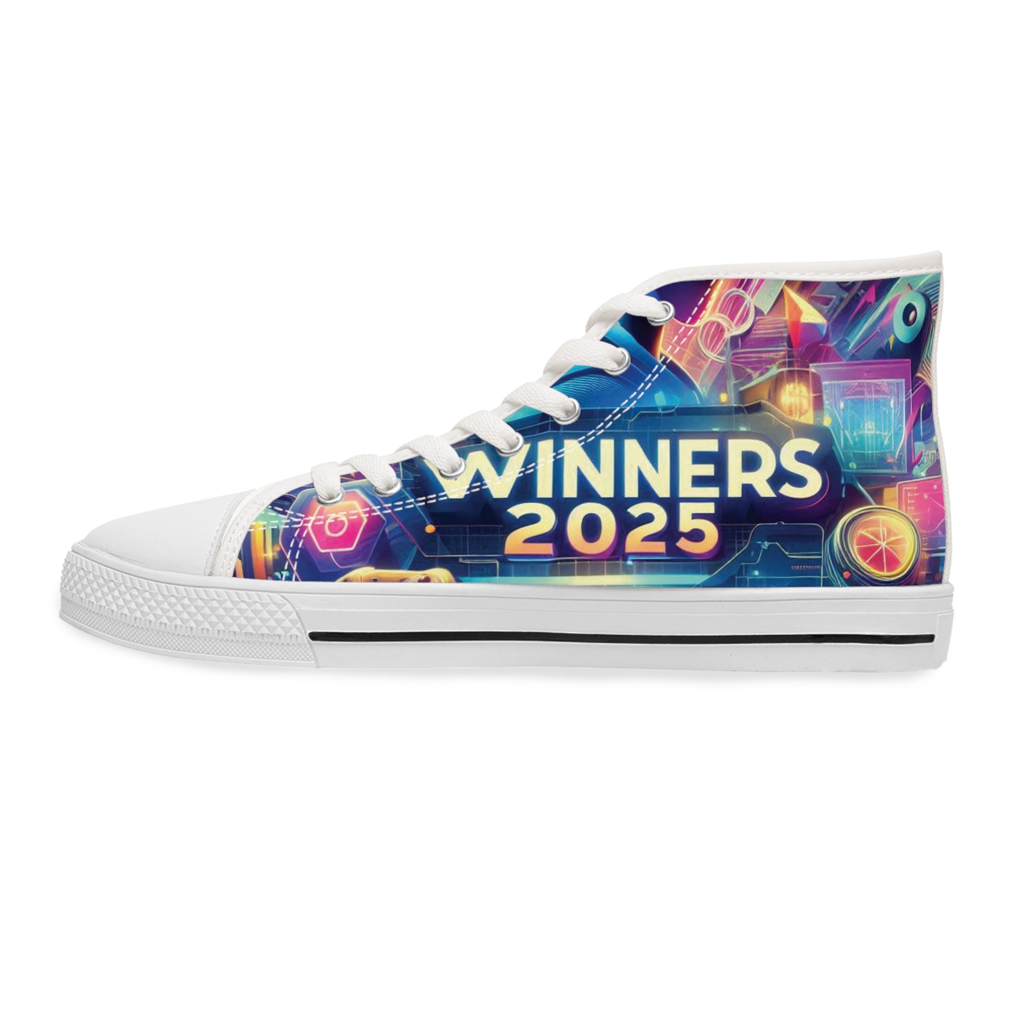 Futuristic High Top Sneakers for Women, Trendy Footwear, Stylish Streetwear.