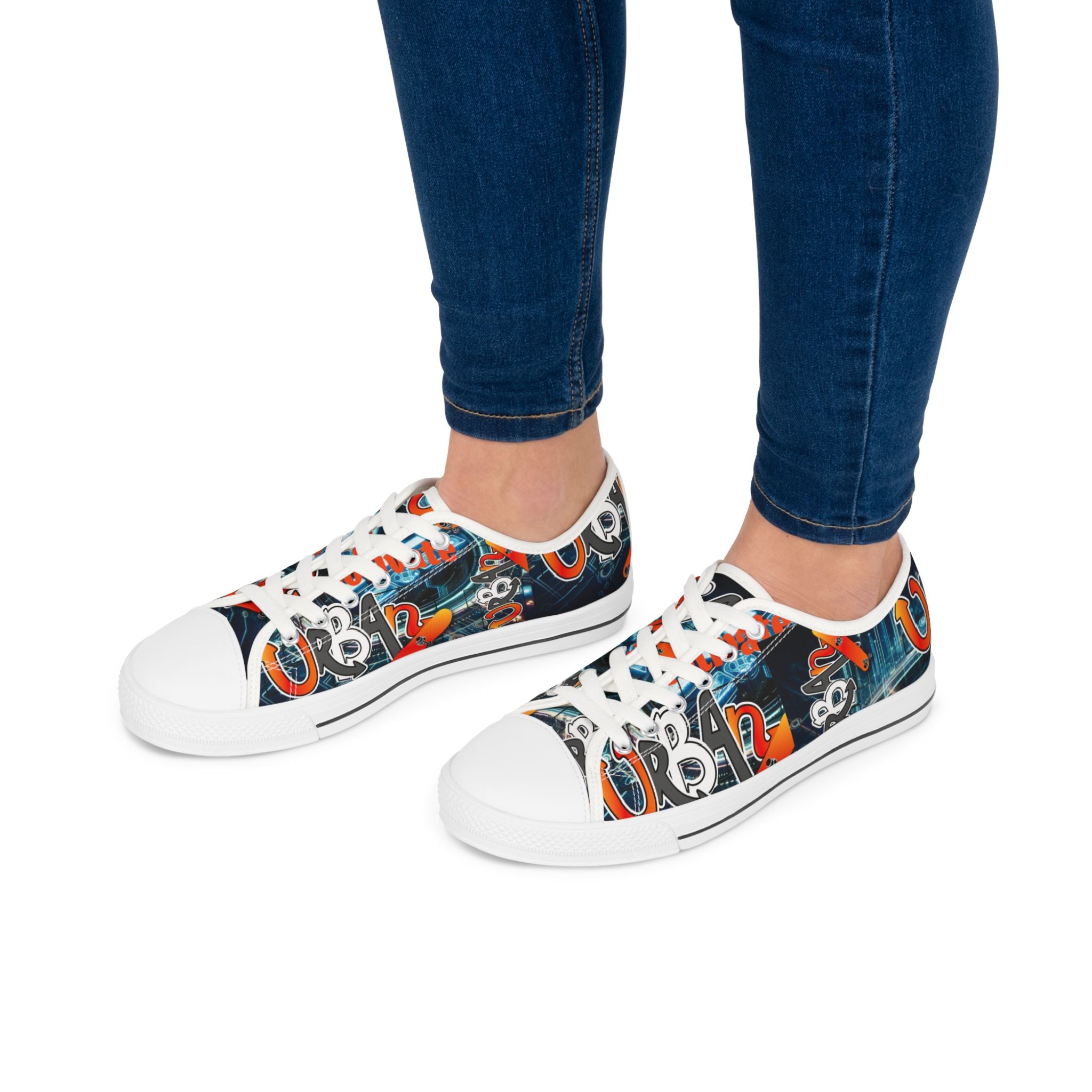 Colorful Graphic Print Women's Low Top Sneakers.