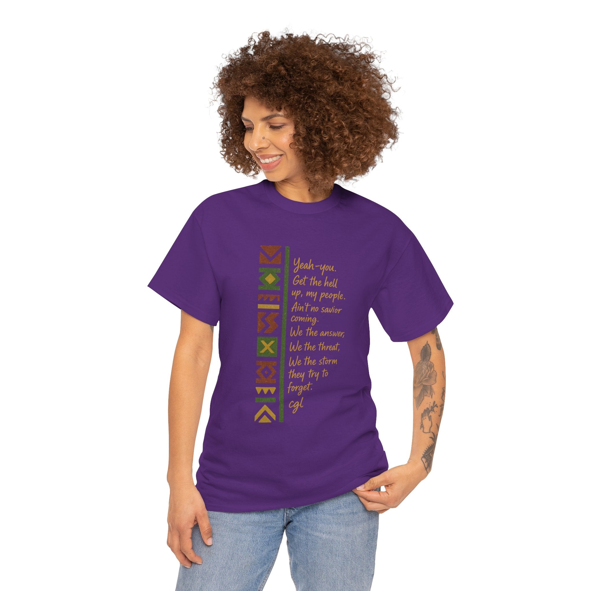 Empowering Unisex Heavy Cotton Tee - Uplifting Design for Cultural Celebration