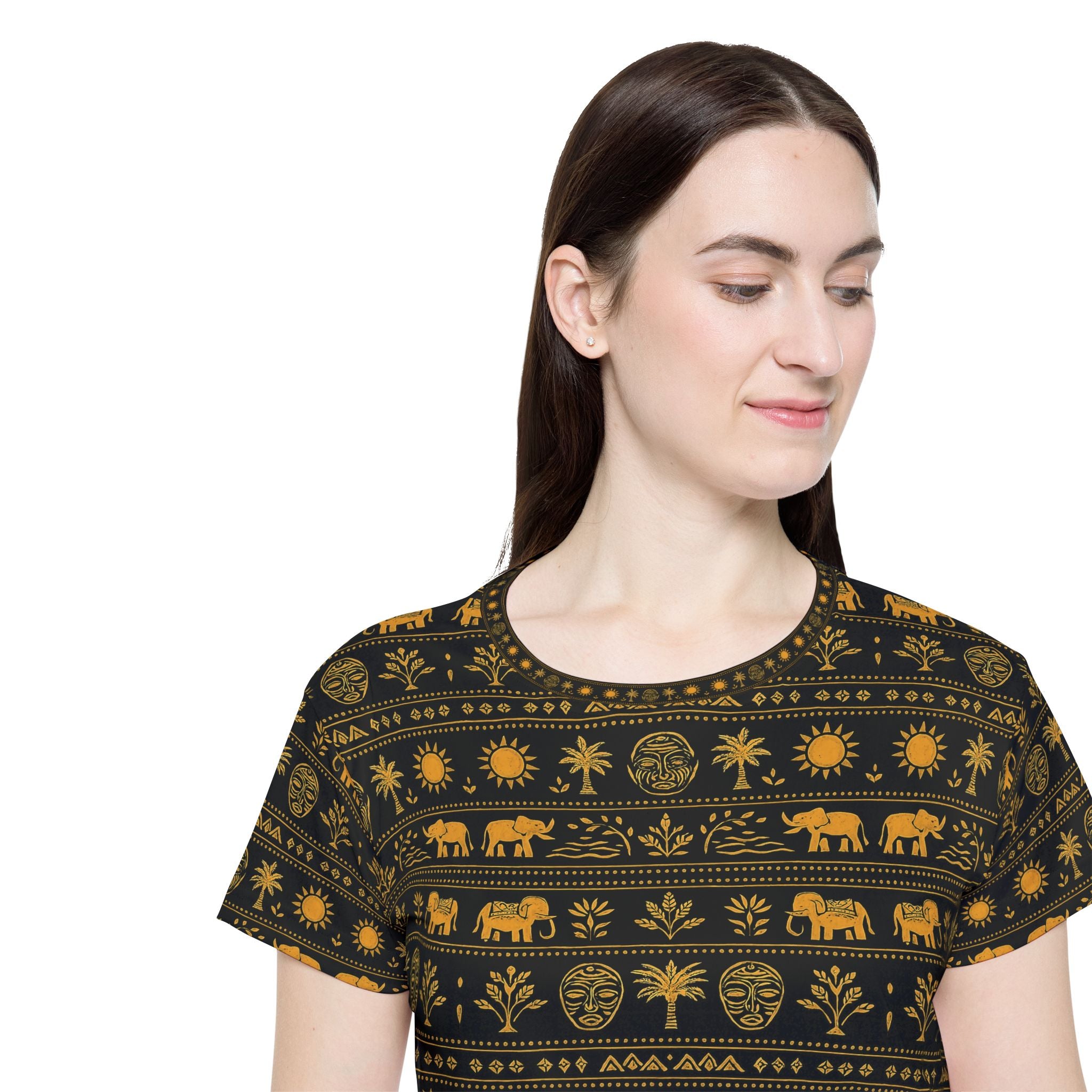 Women's Jersey - Golden Elephant Pattern All-Over Print
