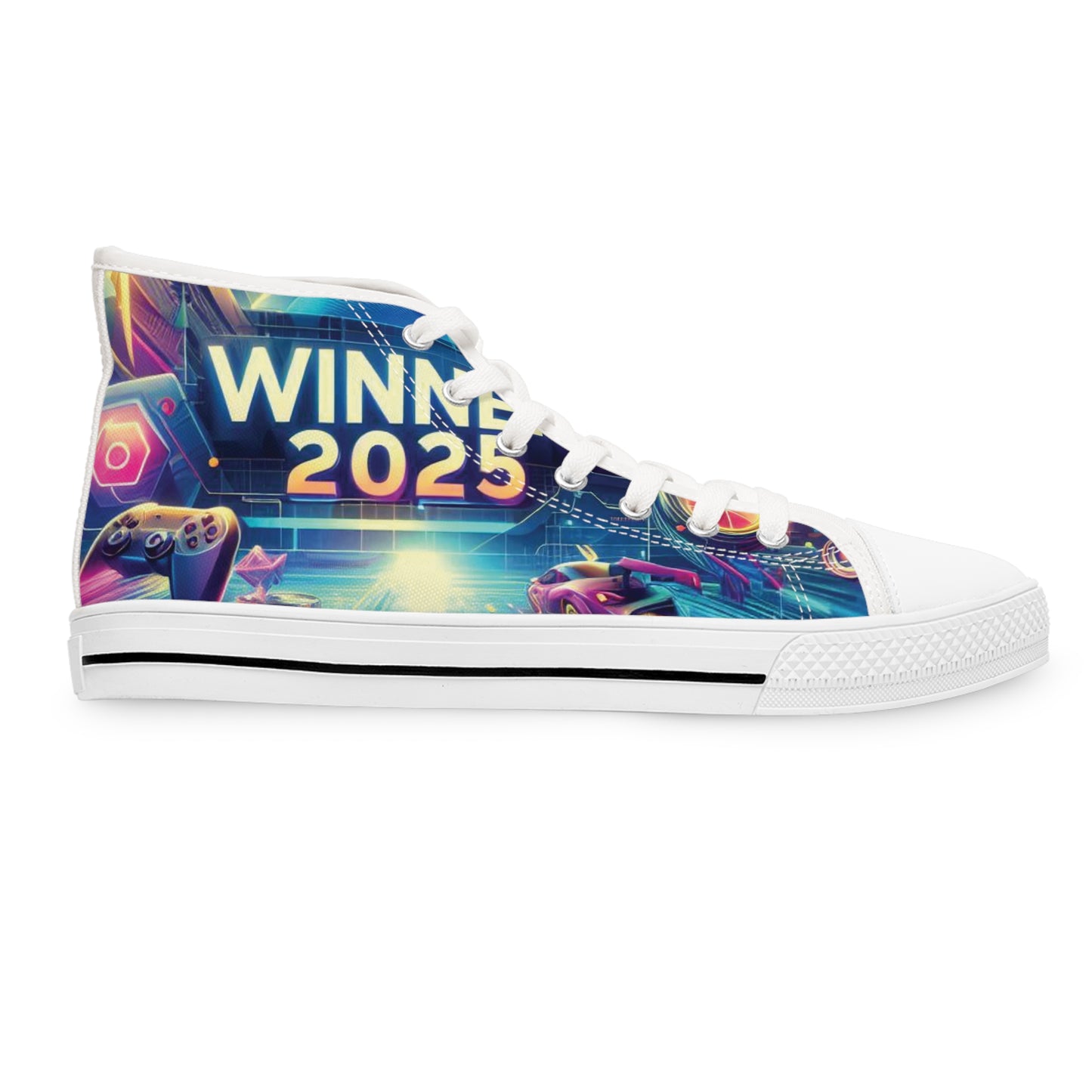 Futuristic High Top Sneakers for Women, Trendy Footwear, Stylish Streetwear.