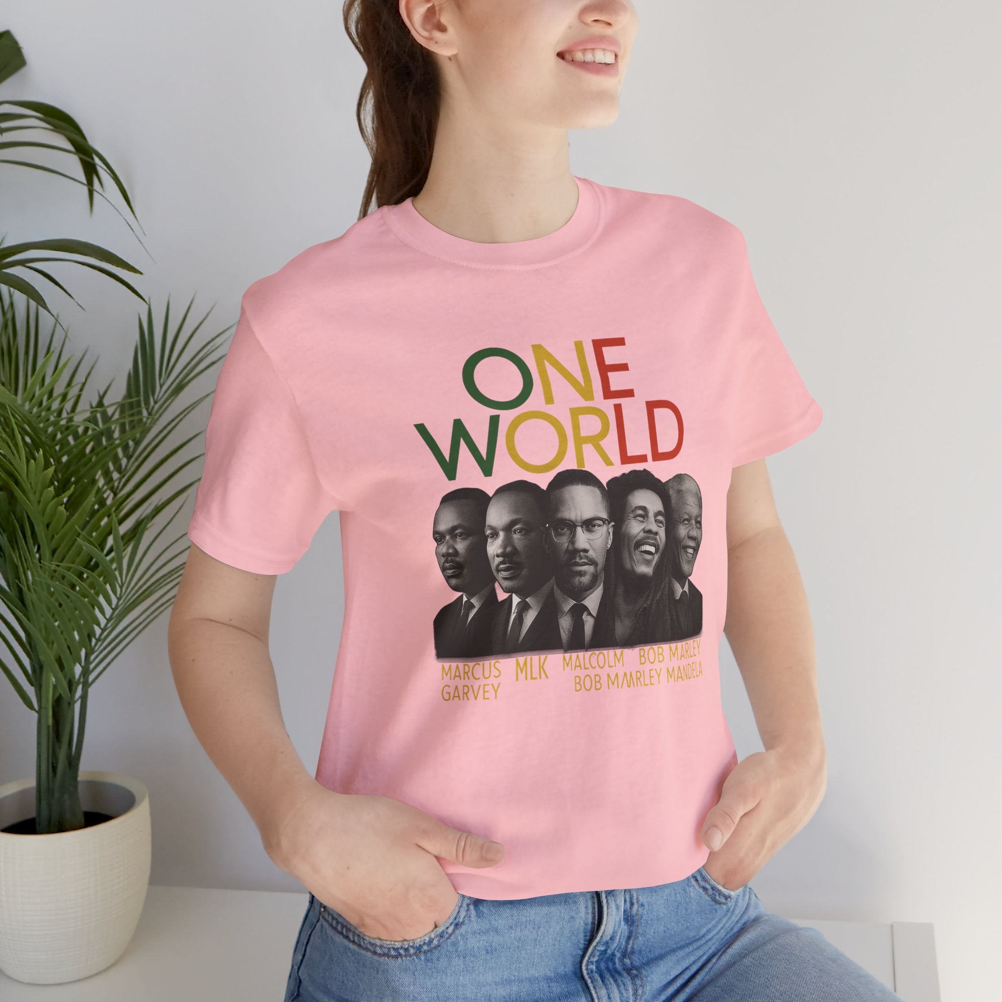 ONE WORLD Unisex Jersey Tee, Inspirational Shirt, Social Justice Apparel,