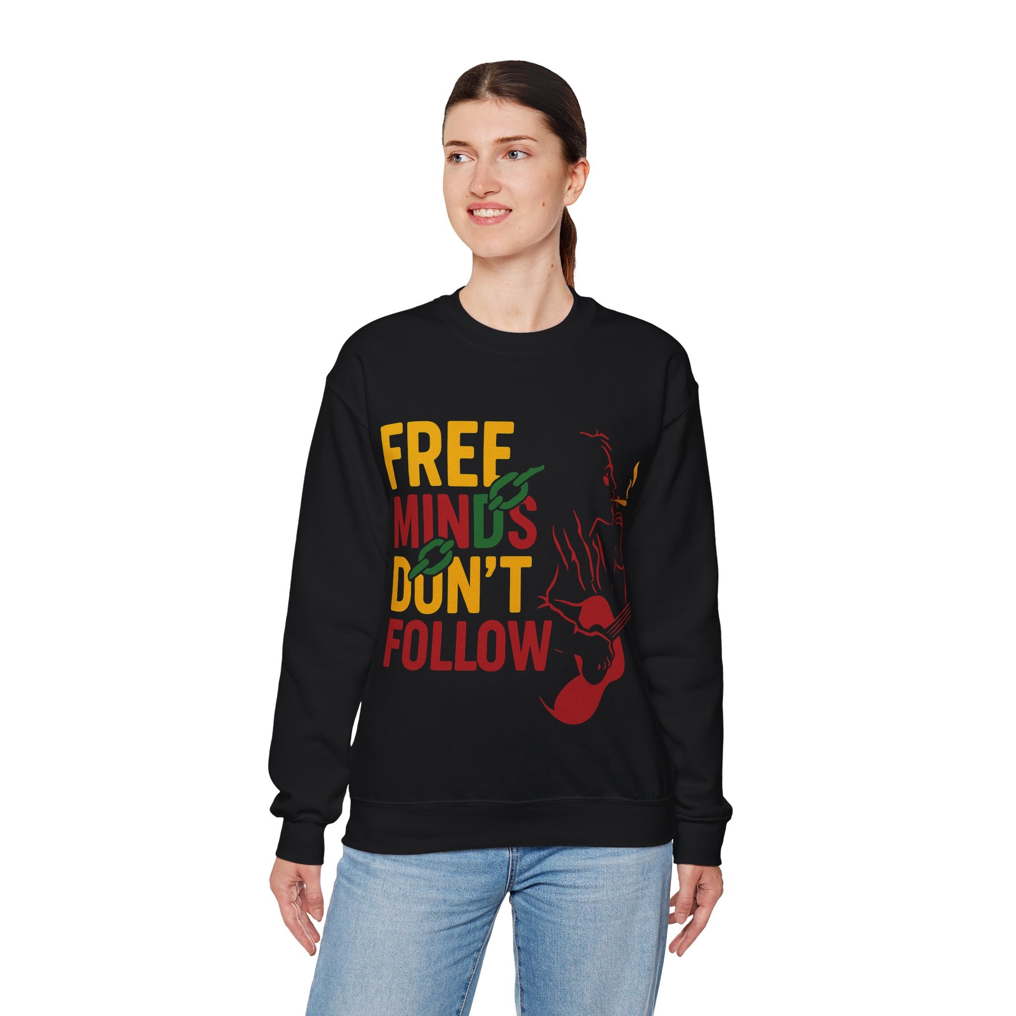 Inspirational Music Quote Sweatshirt, Unisex Fashion, Rasta Guitarist Line Art Unisex Sweatshirt, Motivational Clothing