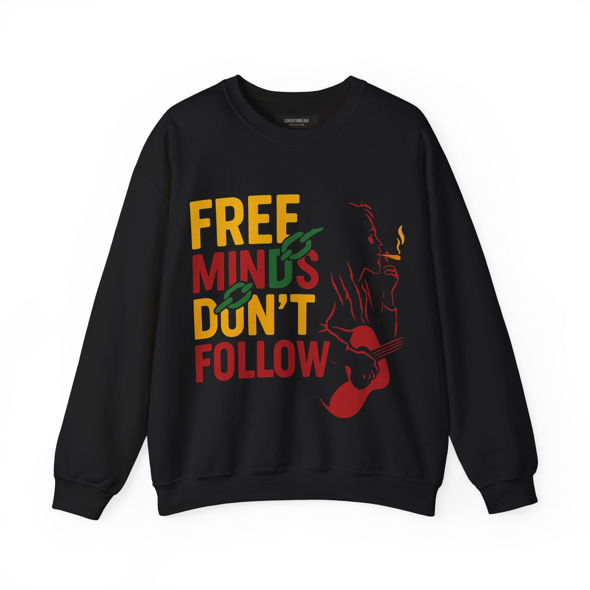 Inspirational Music Quote Sweatshirt, Unisex Fashion, Rasta Guitarist Line Art Unisex Sweatshirt, Motivational Clothing