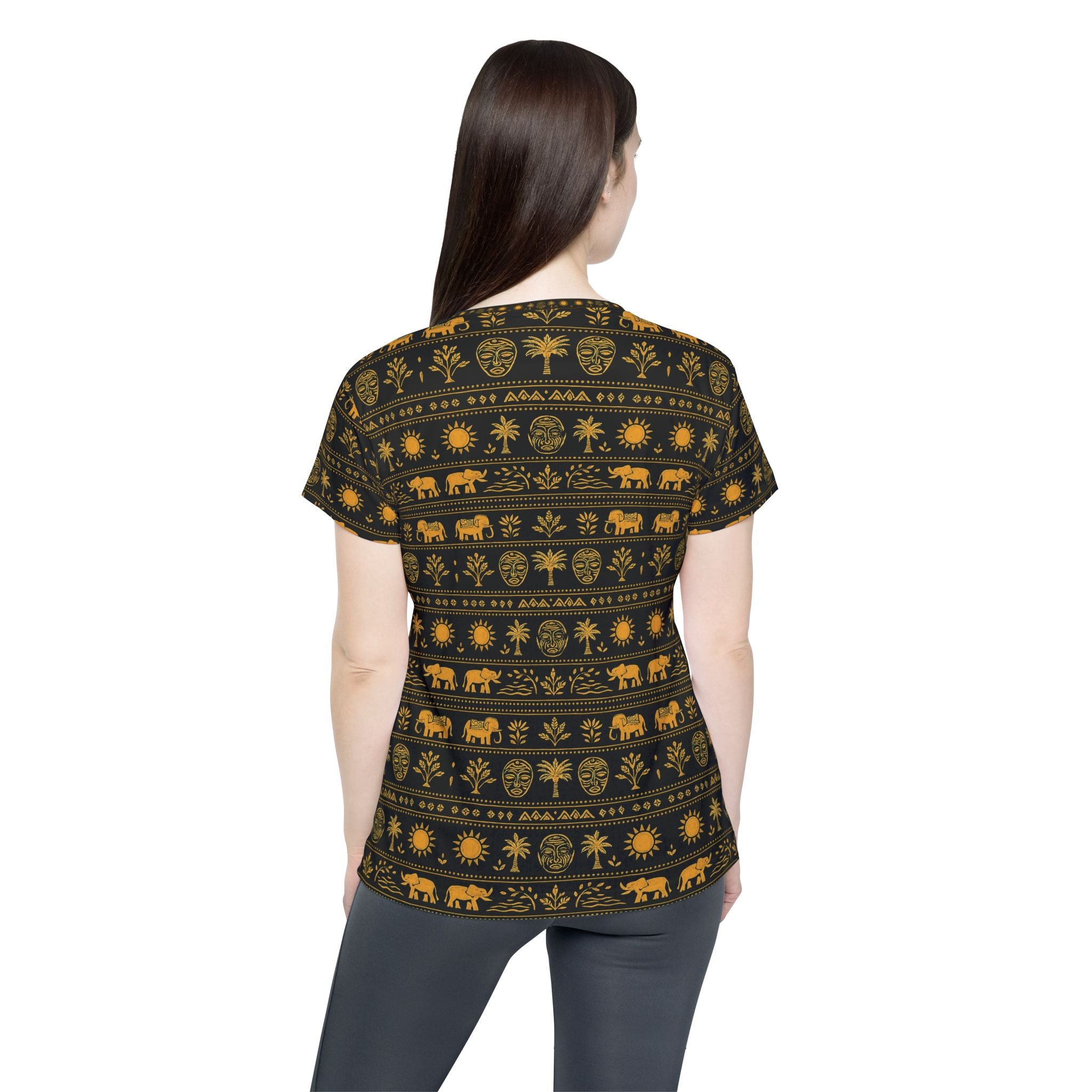 Women's Jersey - Golden Elephant Pattern All-Over Print