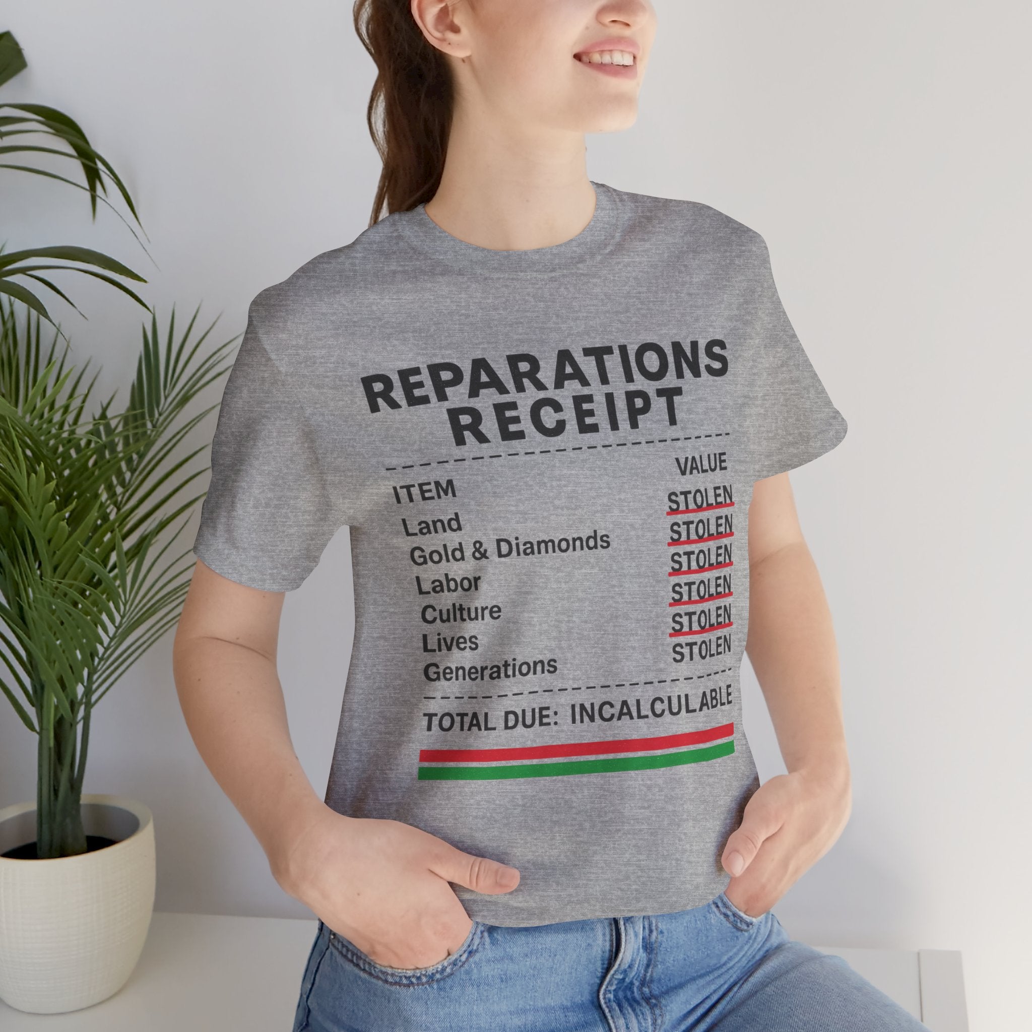 Reparations Receipt Unisex Tee, Statement T-Shirt, Social Justice Apparel