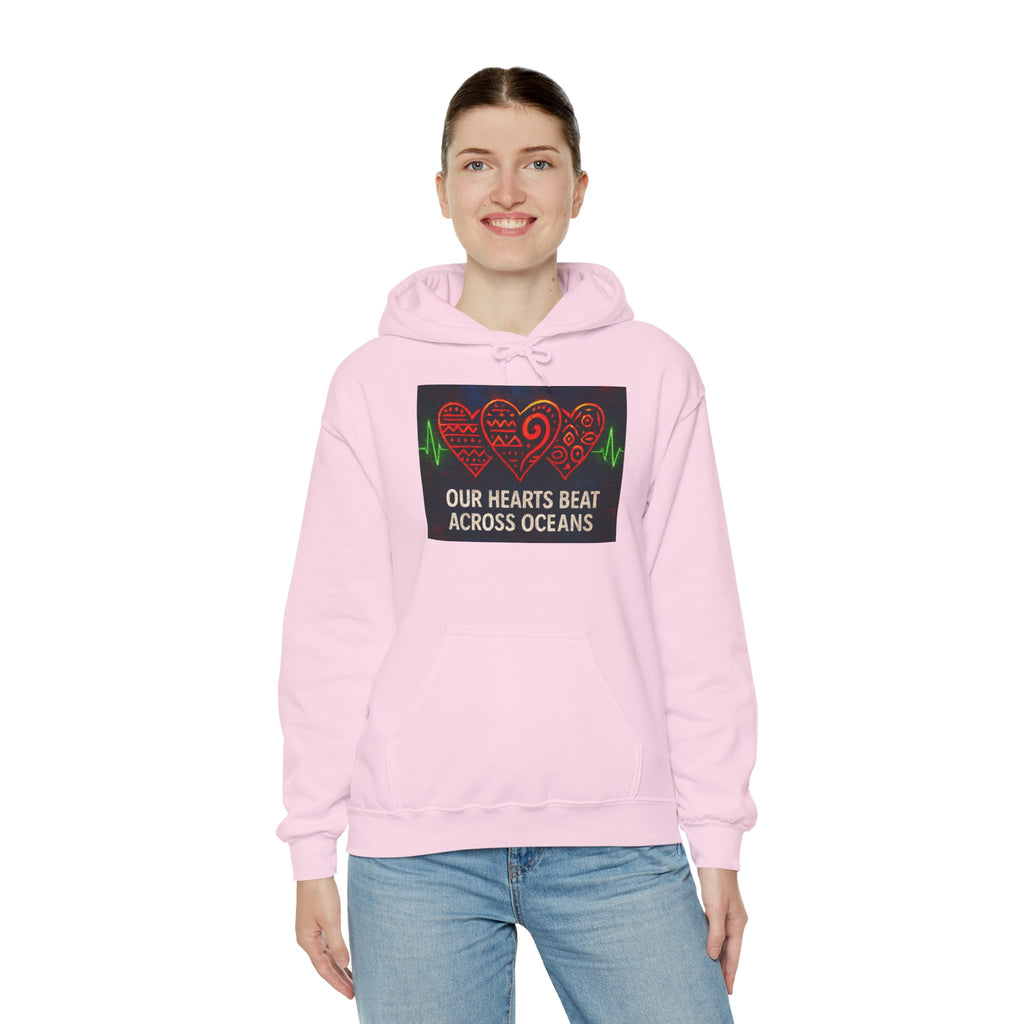 Heartbeat Across Oceans Hoodie: Cozy Gift for Love.